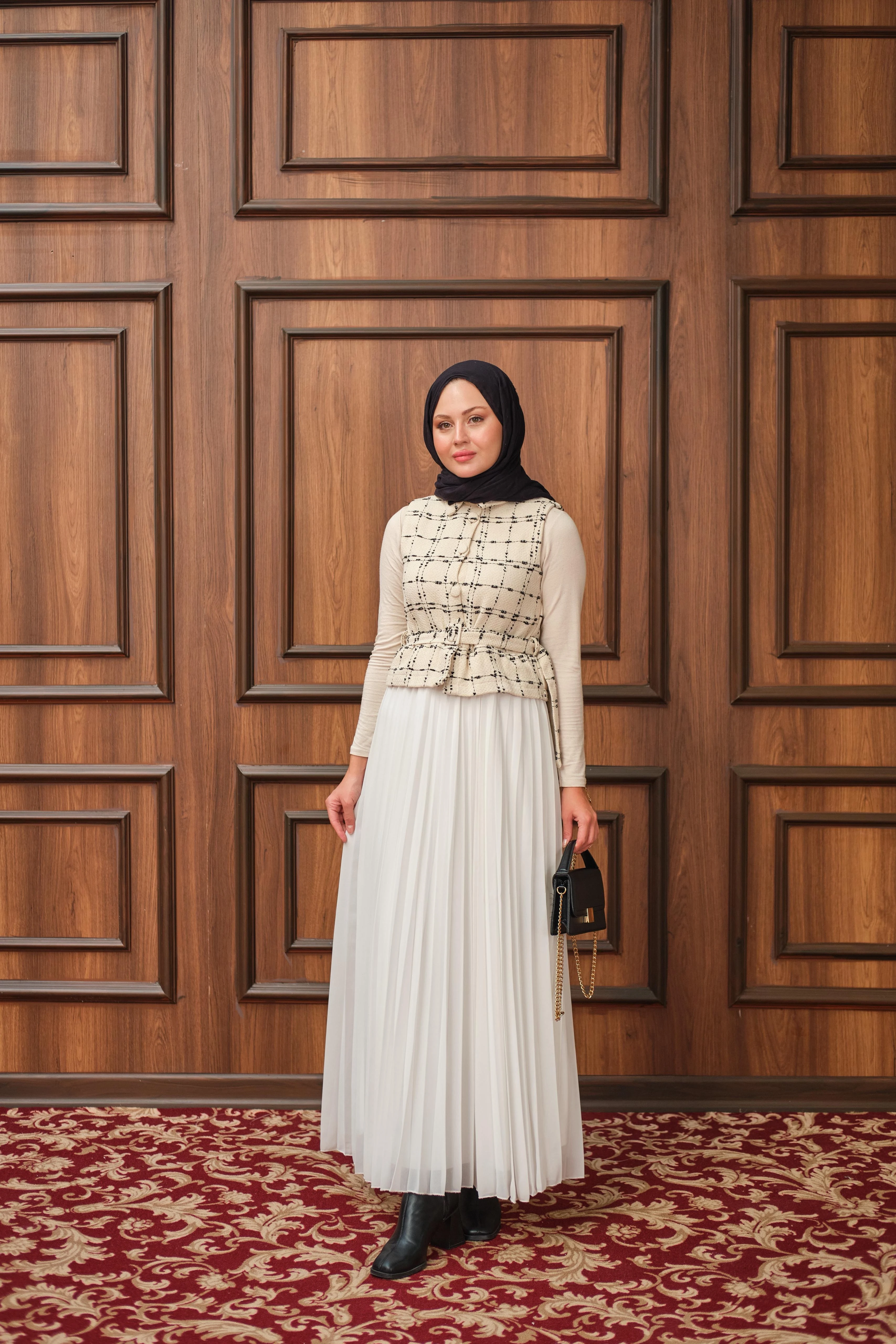 Luva Pileli Elbise-Krem