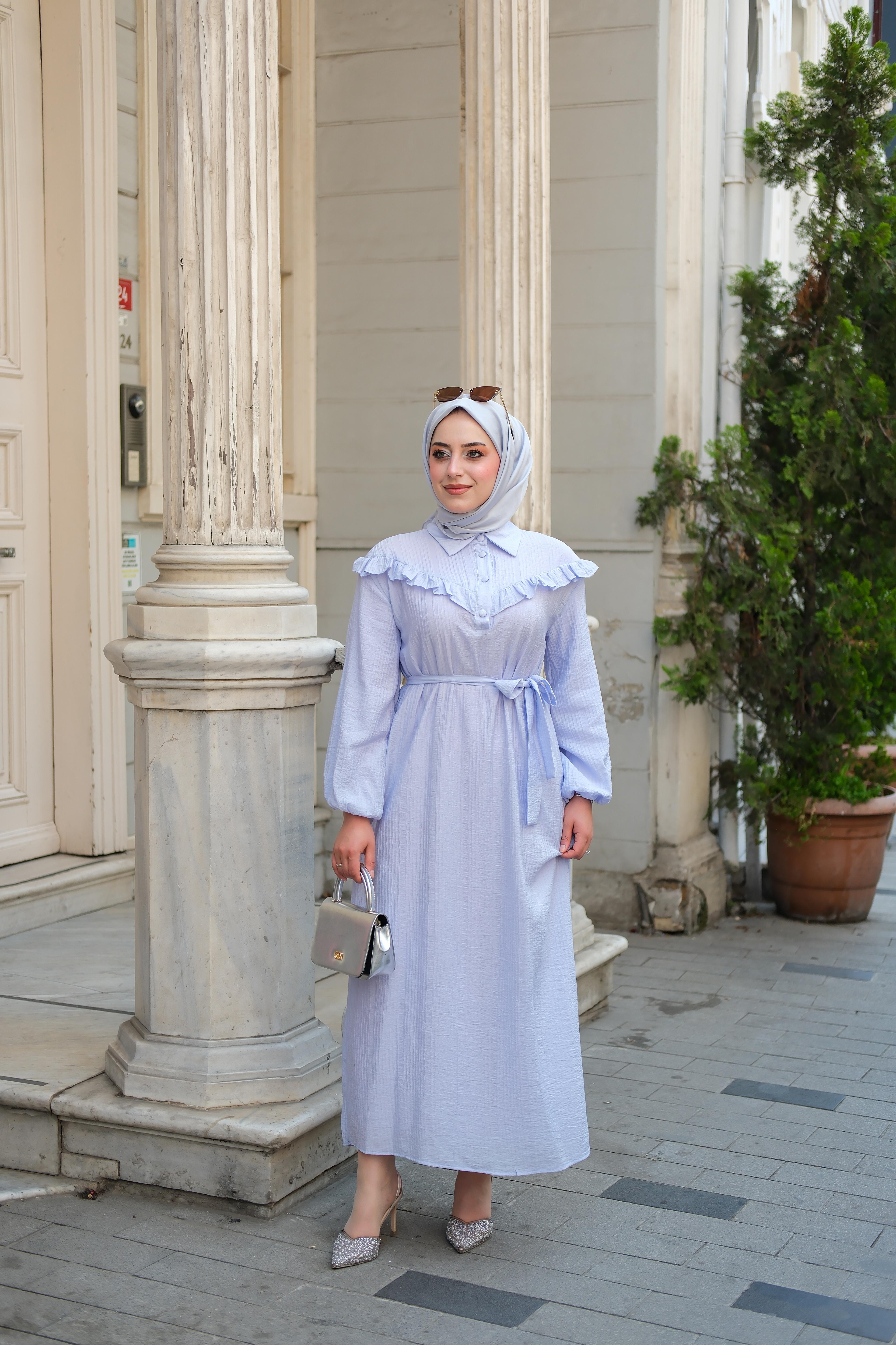 Slayn Detay Elbise İndigo ELB78