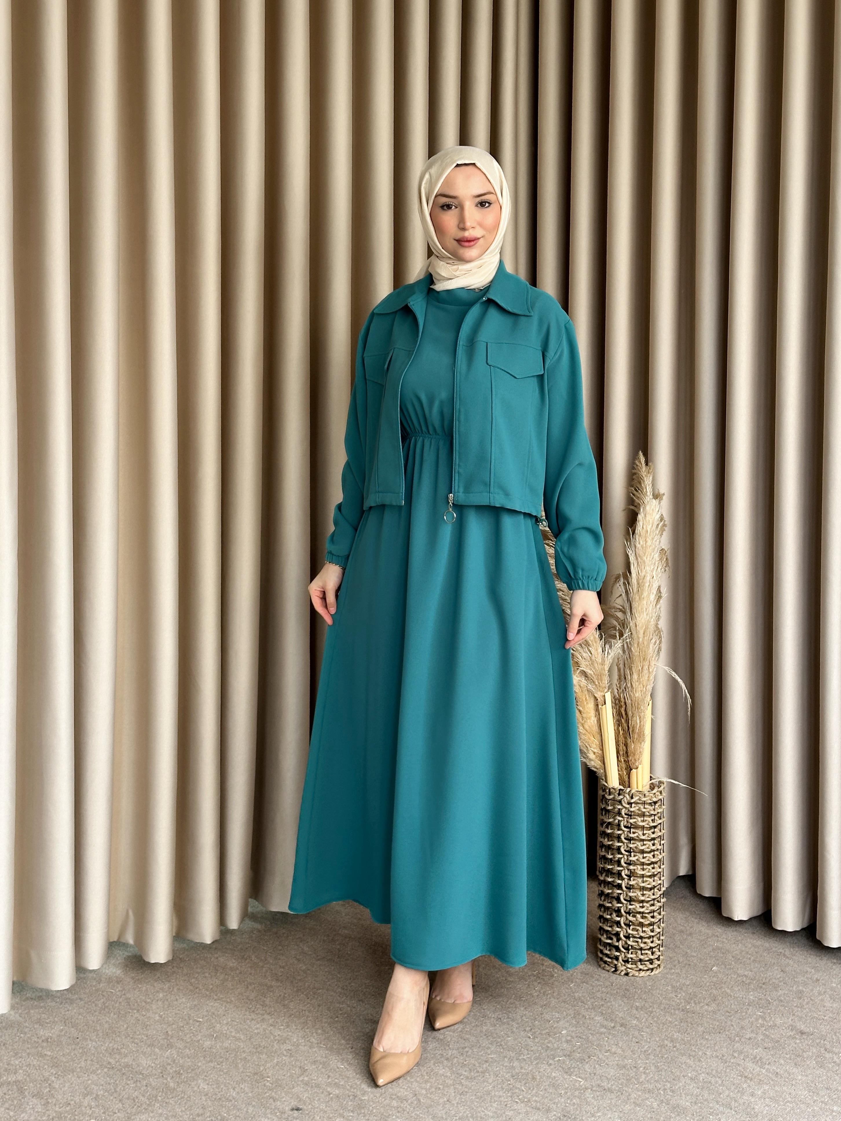 2lİ Elbise Ceket Takım Mint Yeşili ELB31