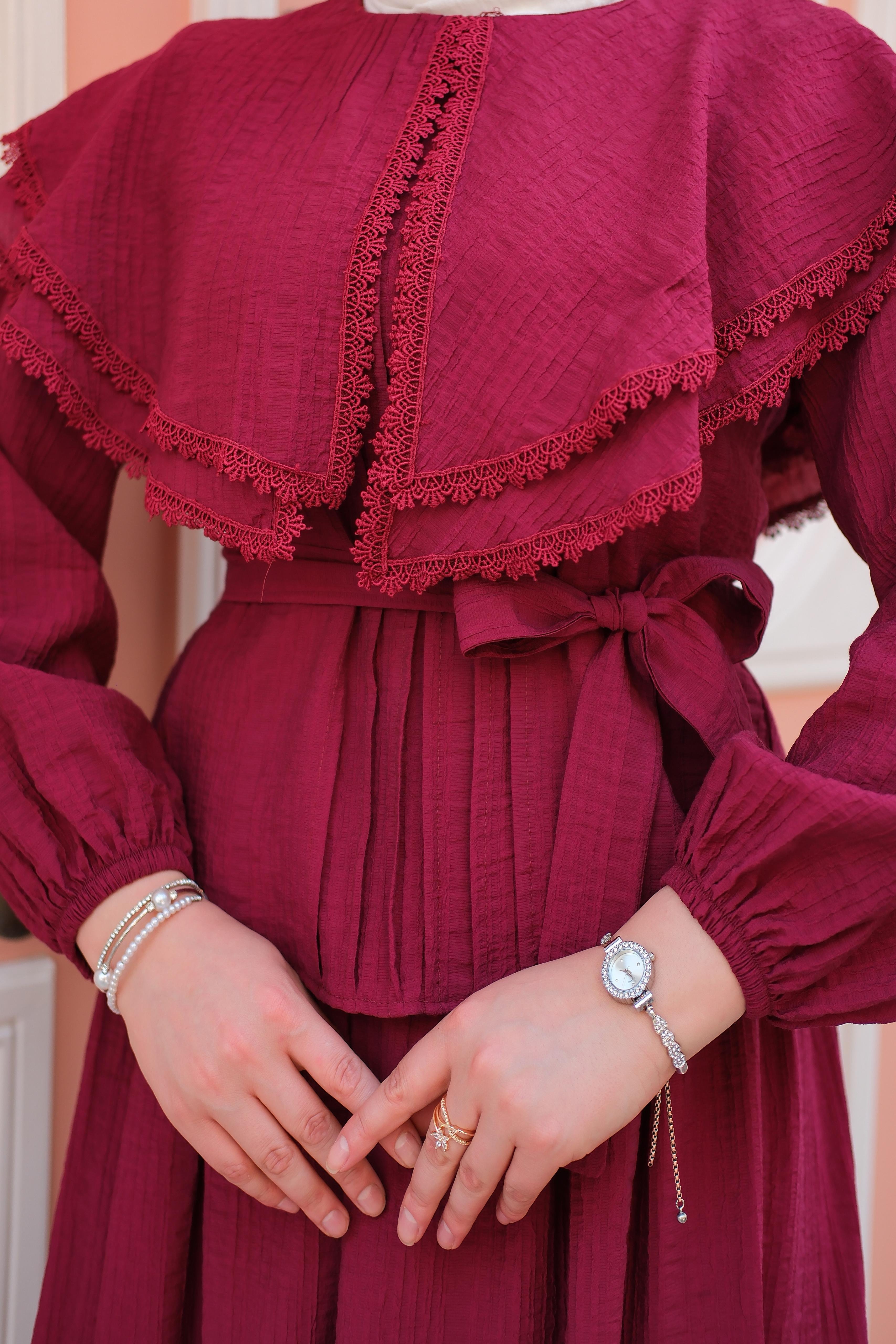 Miya Muslin Takım Bordo T33
