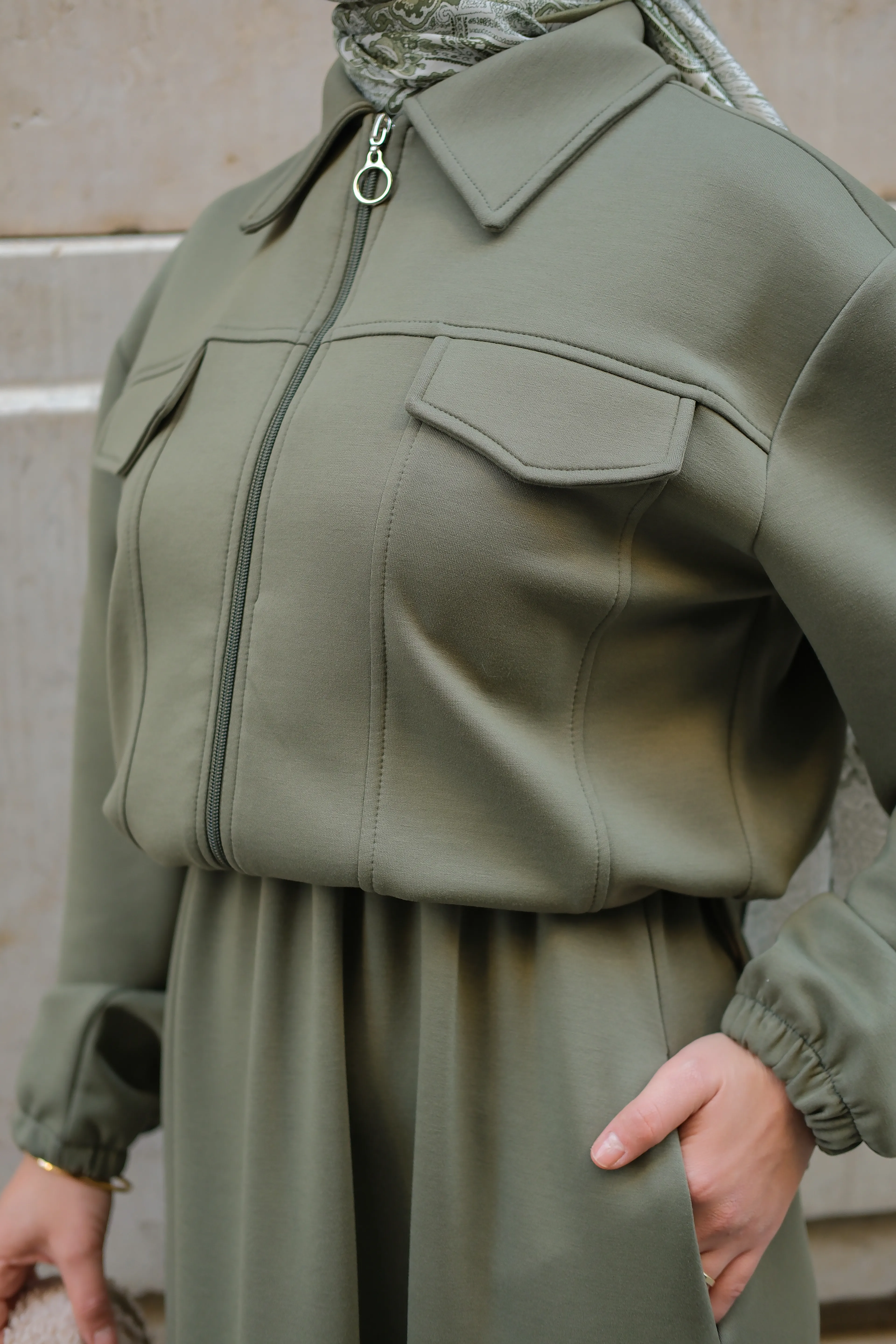 Zoya fermuar Detaylı Oysho Takım-Haki Yeşili