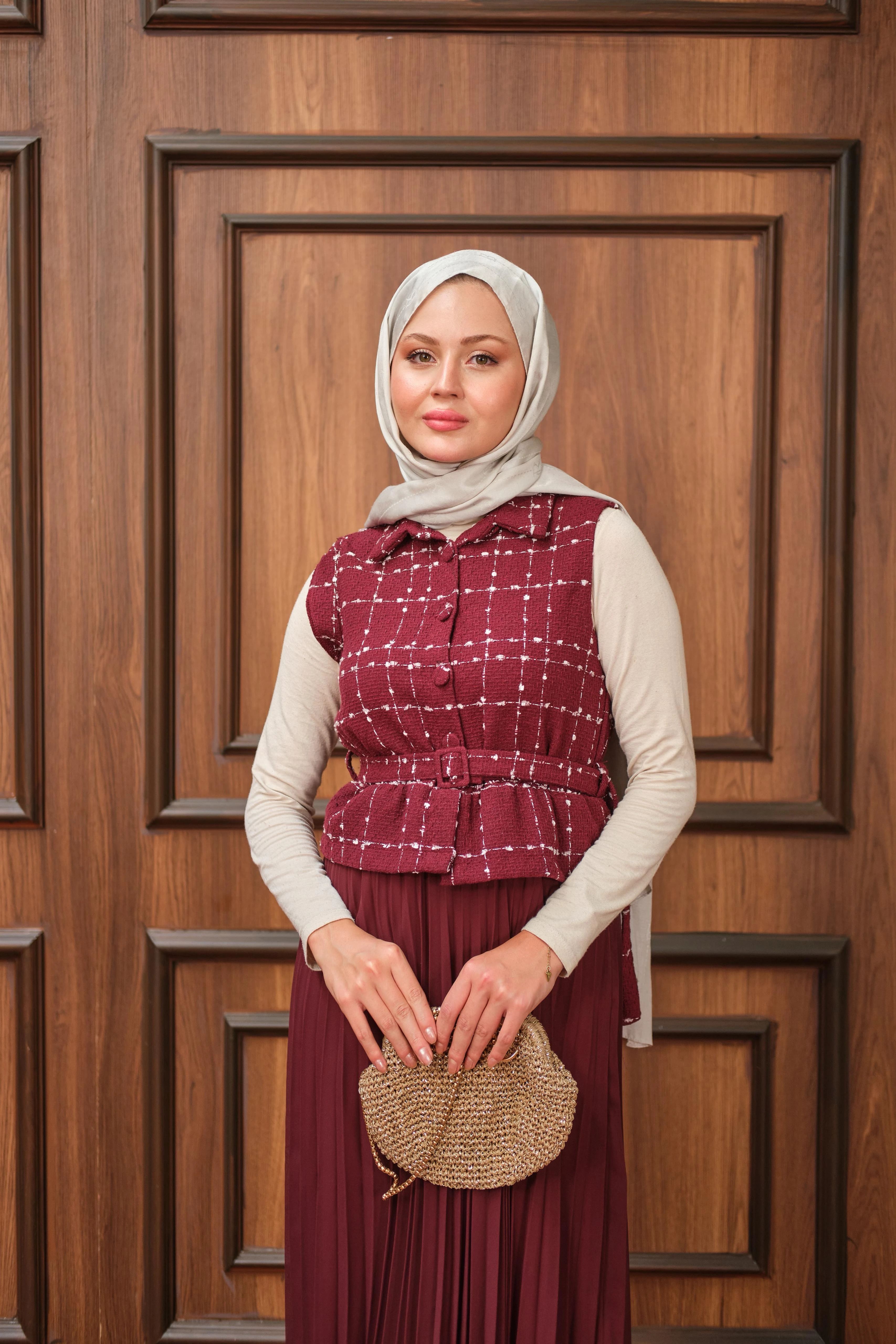 Luva Pileli Elbise - Bordo