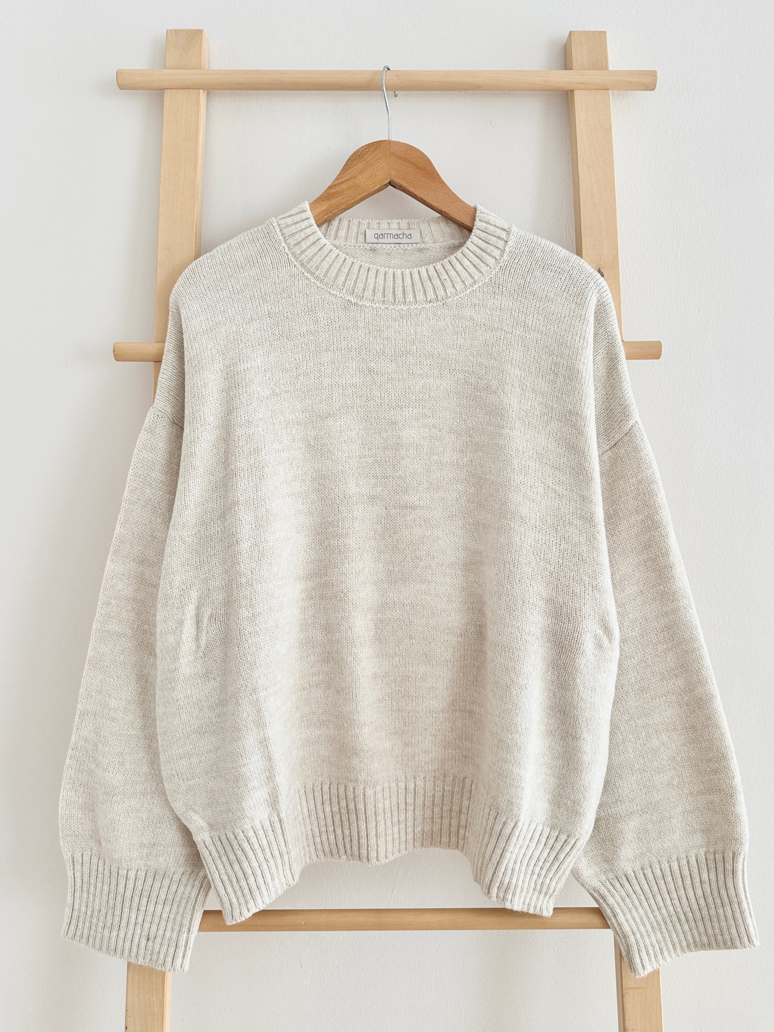 Bisiklet Yaka Fitilli Kazak - Bej