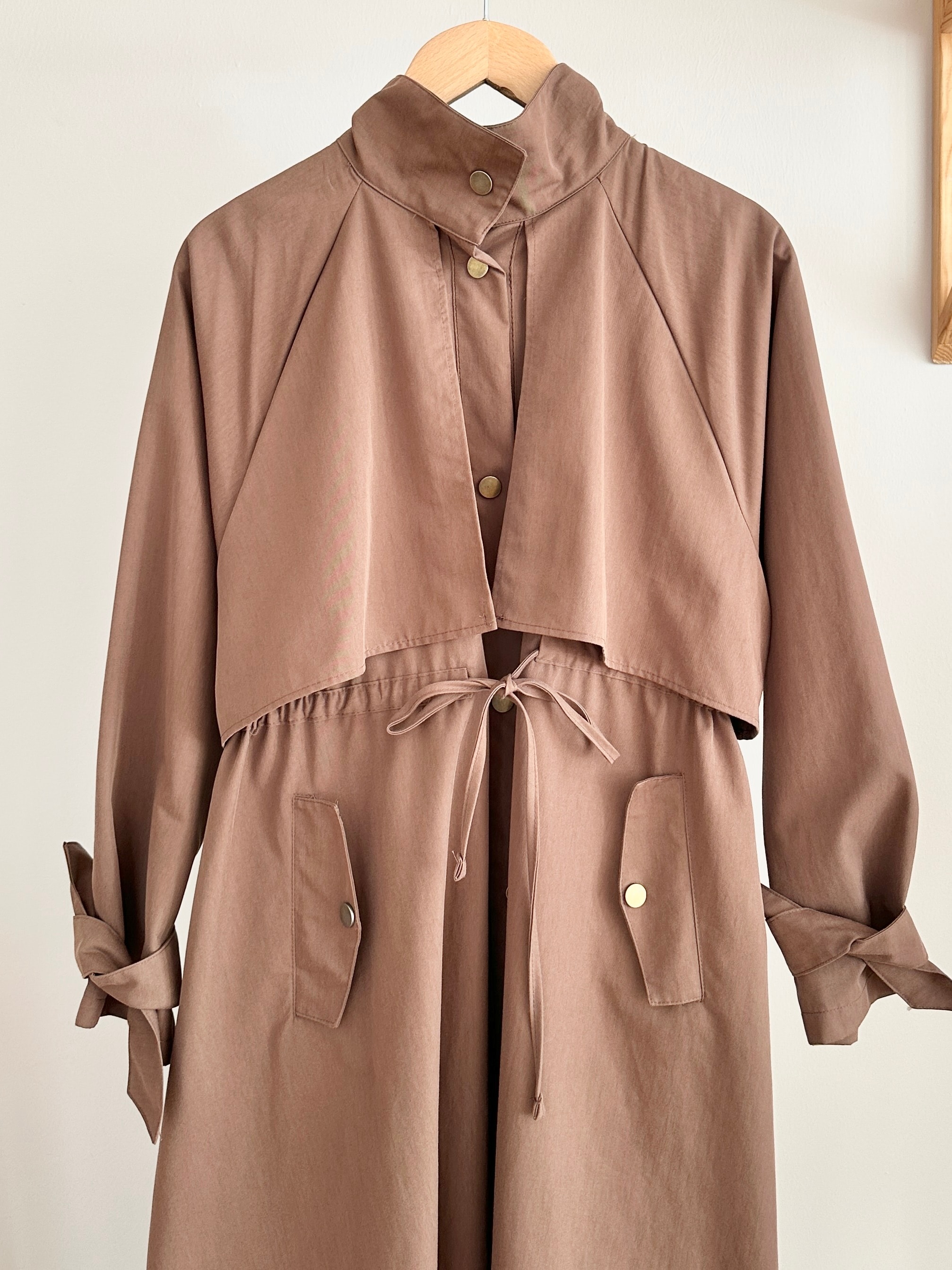 Biye Detaylı Trençkot - Kahverengi