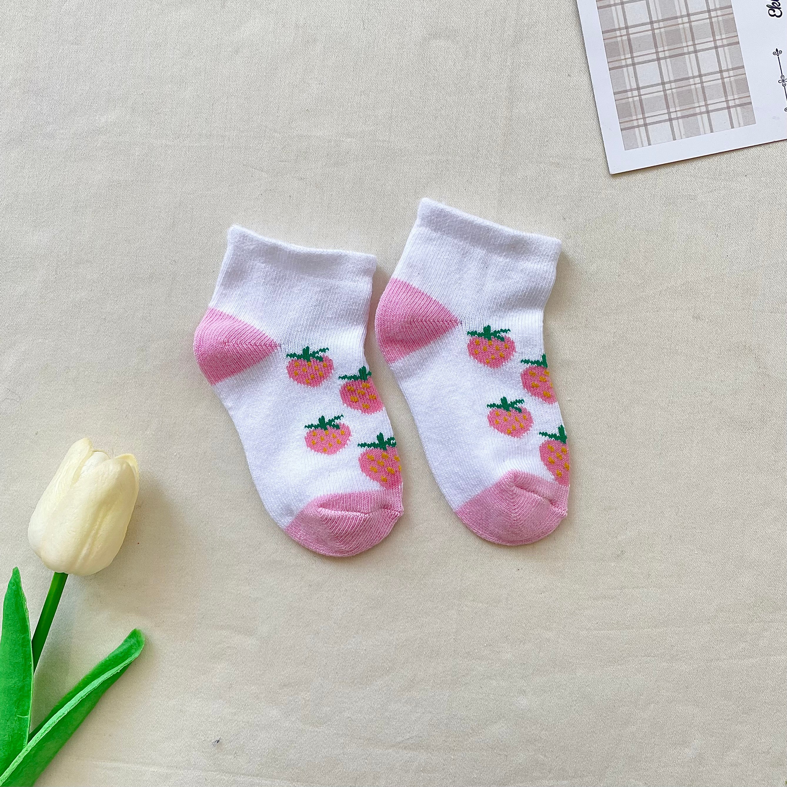 Bebek Çorap - Pembe Çilek Desenli