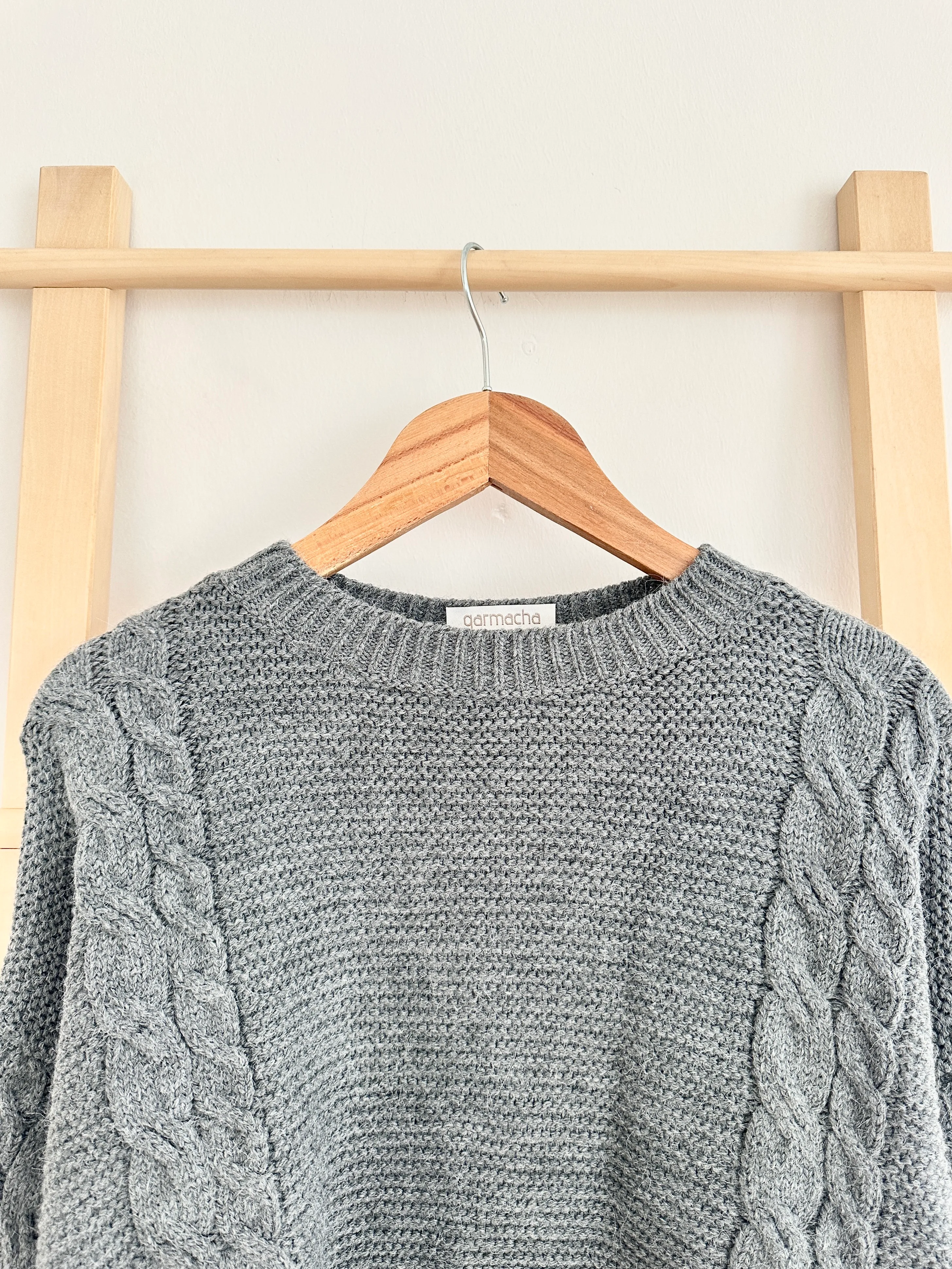 Bisiklet Yaka Örgü Desenli Kazak - Antrasit