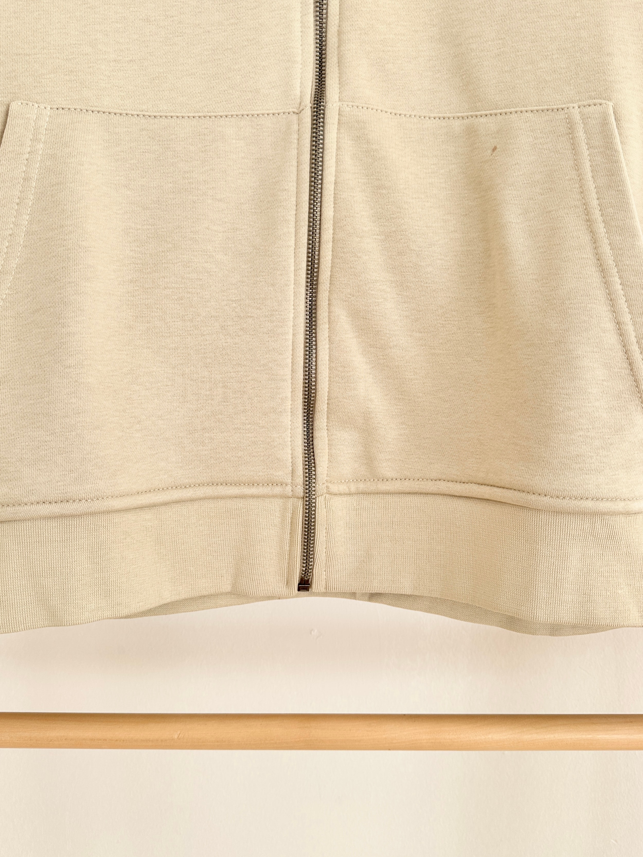 Kapüşonlu Basic Sweat Hırka - Bej