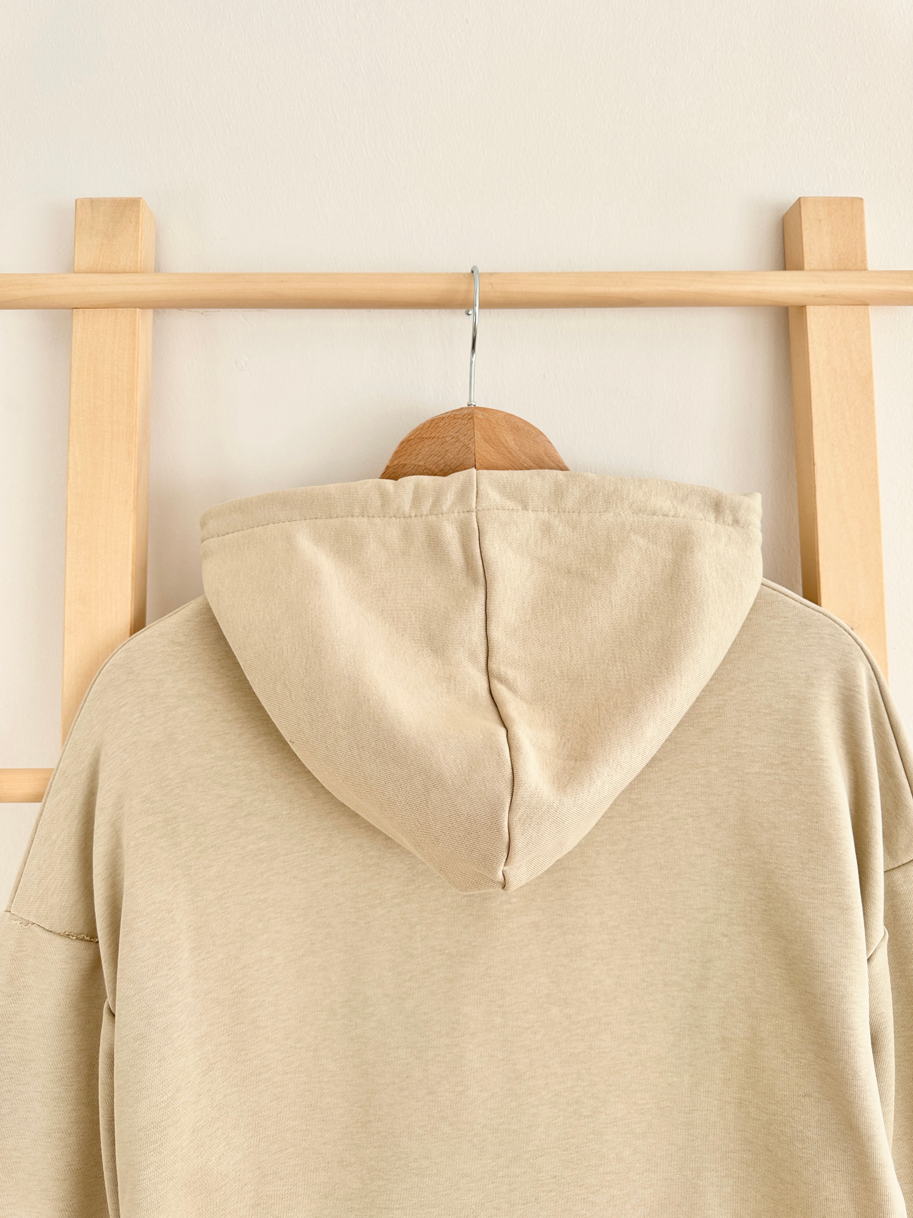 Kapüşonlu Basic Sweat Hırka - Bej
