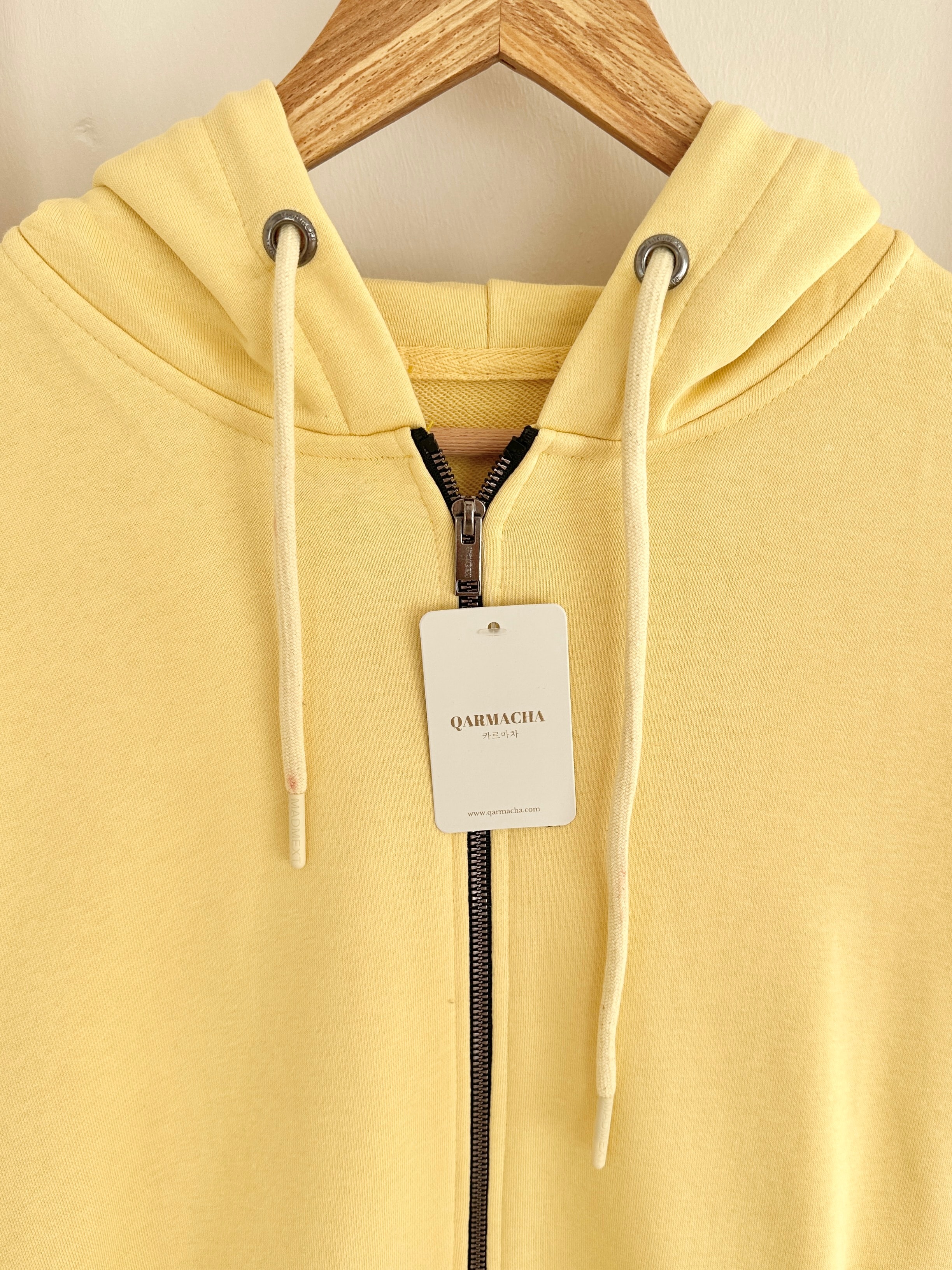 Kapüşonlu Basic Sweat Hırka - Sarı