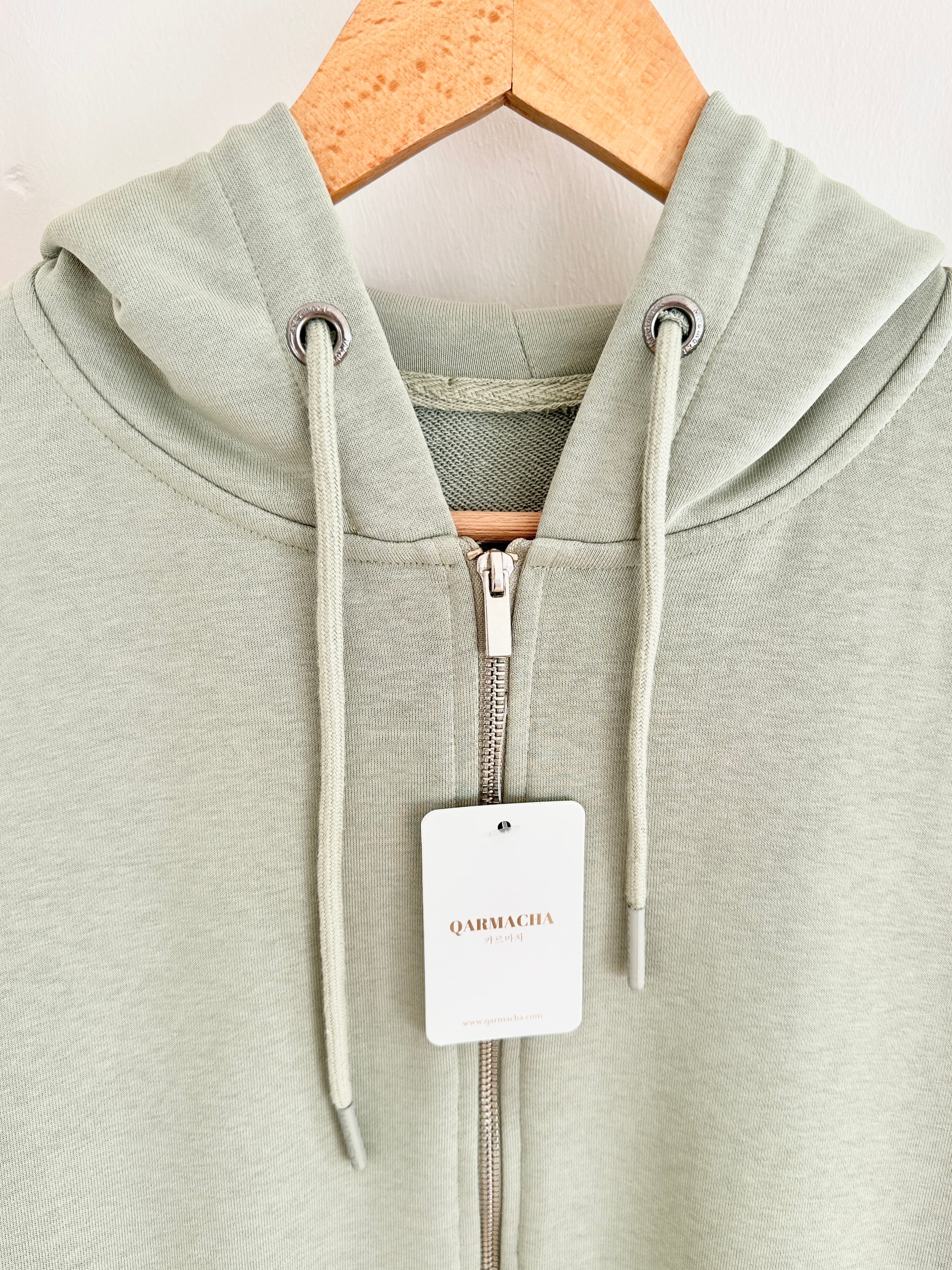 Kapüşonlu Basic Sweat Hırka - Mint Yeşili