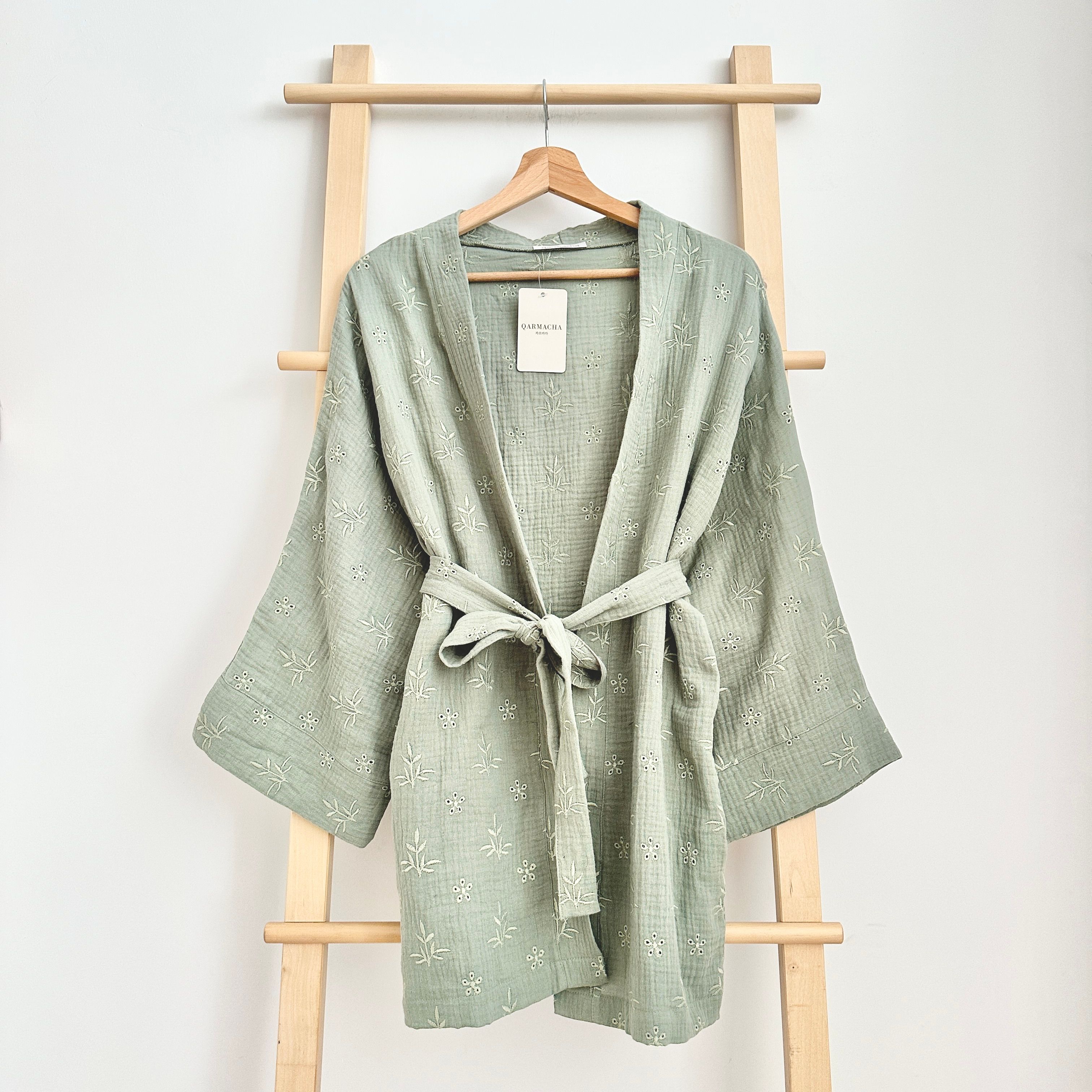 Fistolu Müslin Kimono - Tatlı Yeşil