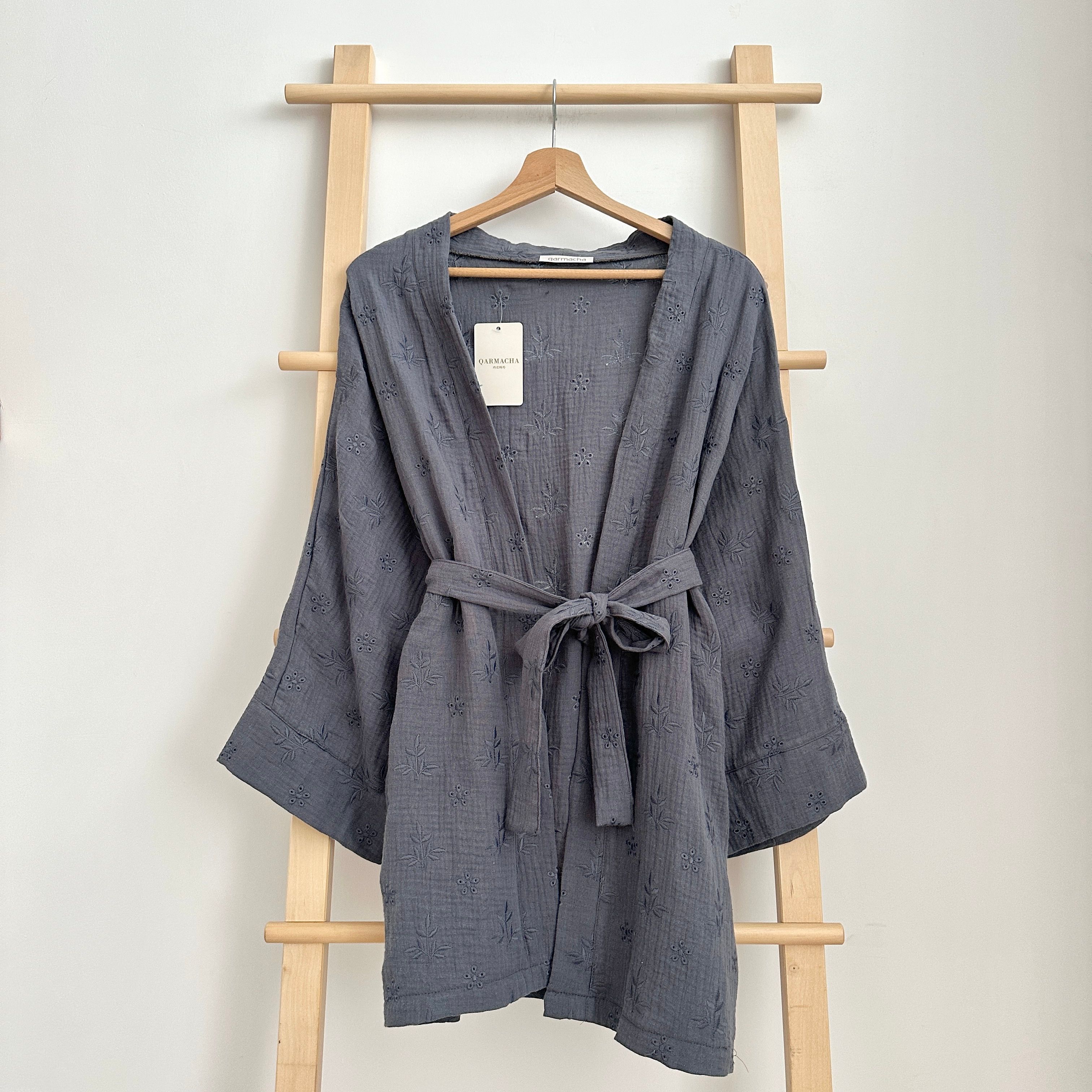 Fistolu Müslin Kimono - Antrasit