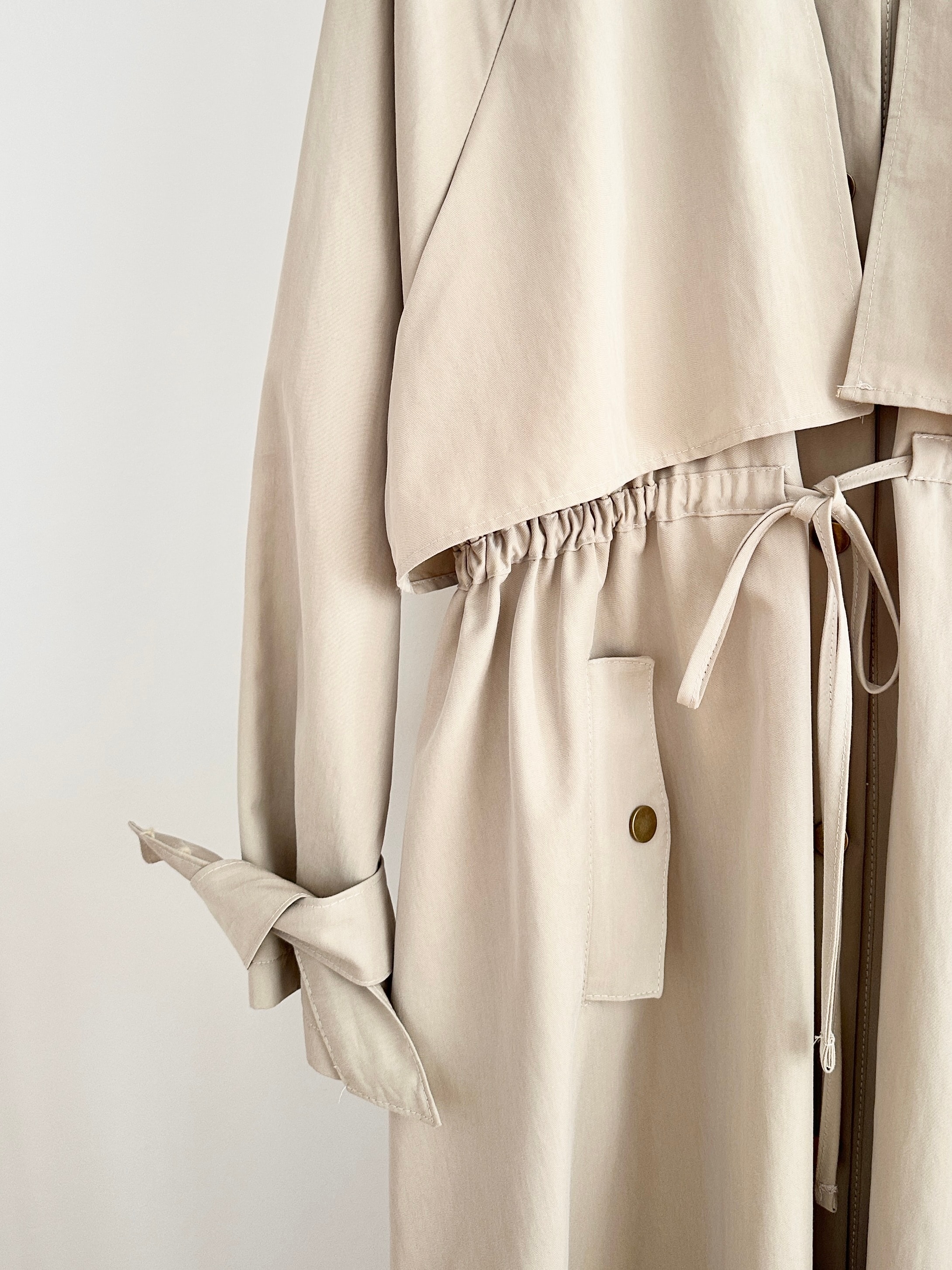 Biye Detaylı Trençkot - Vizon