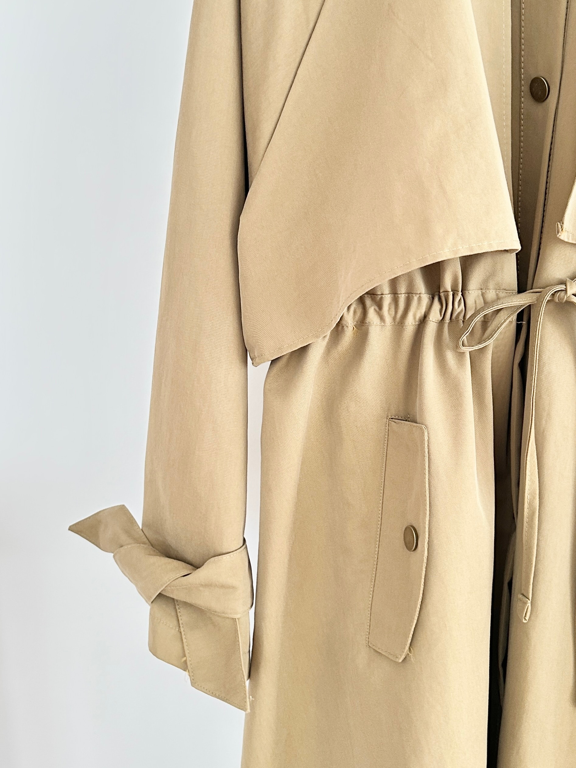 Biye Detaylı Trençkot - Yağ Yeşili