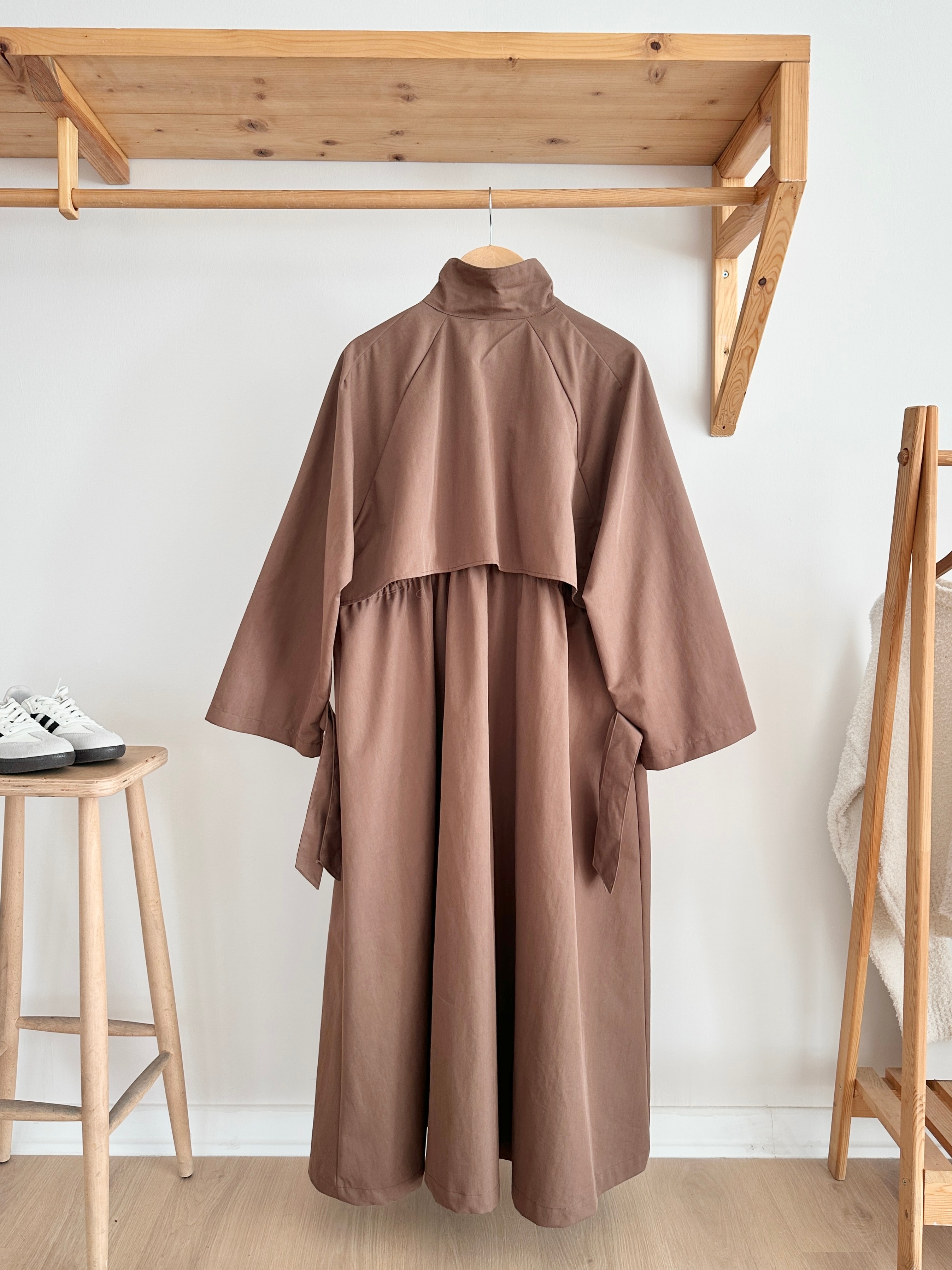 Biye Detaylı Trençkot - Kahverengi