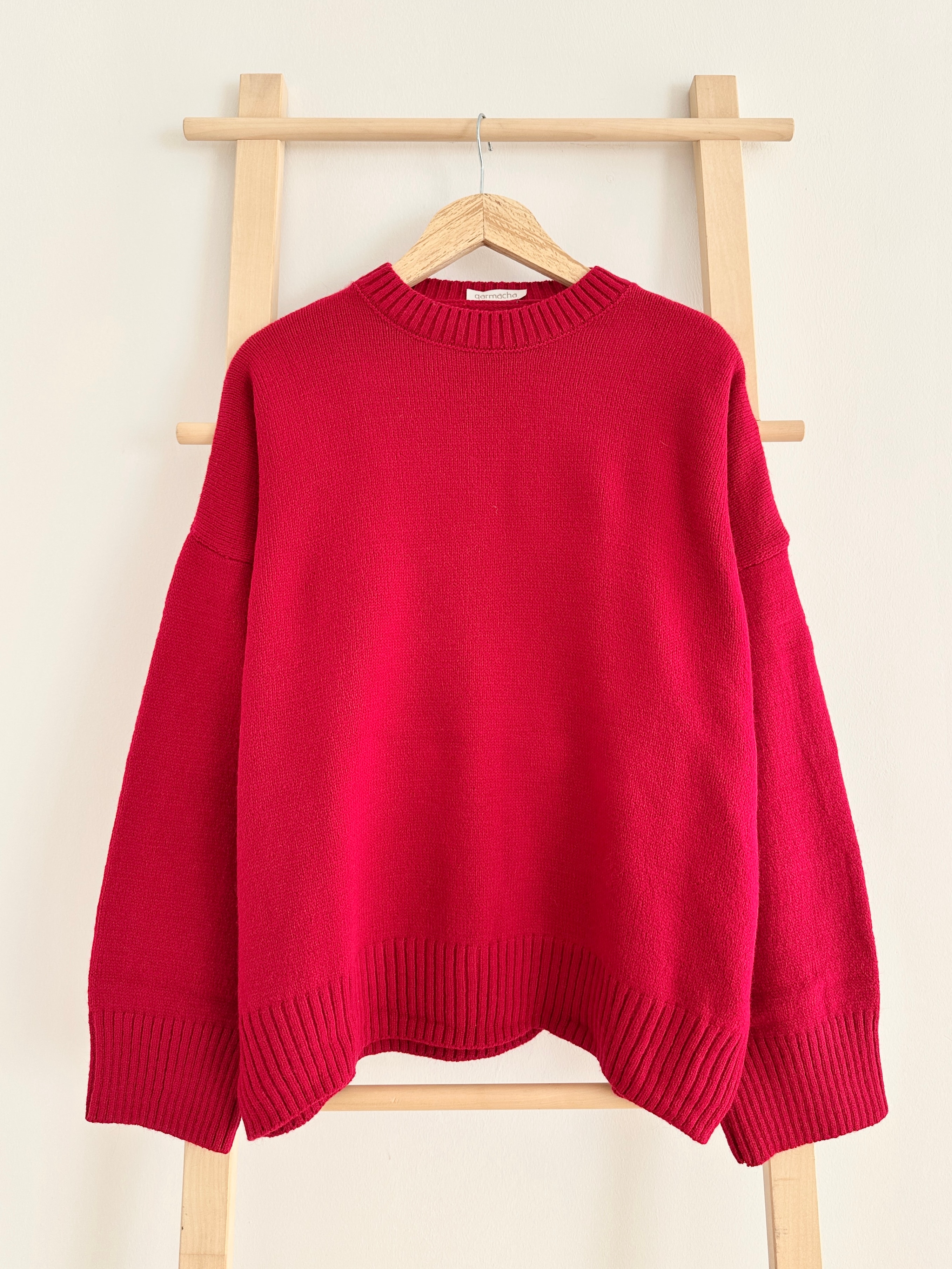 Bisiklet Yaka Fitilli Kazak - Kırmızı