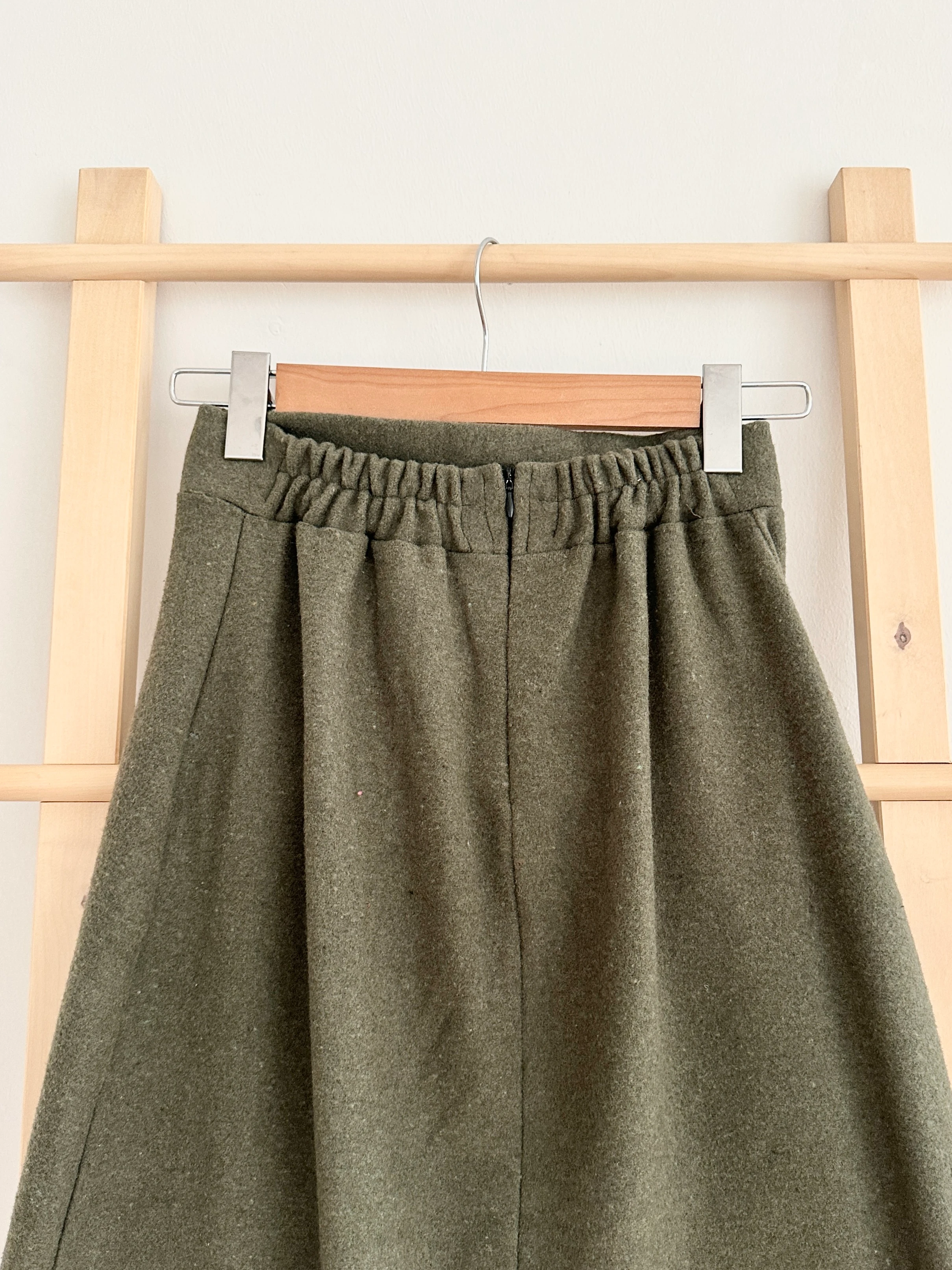 Kaşe Kalem Etek - Haki Yeşili