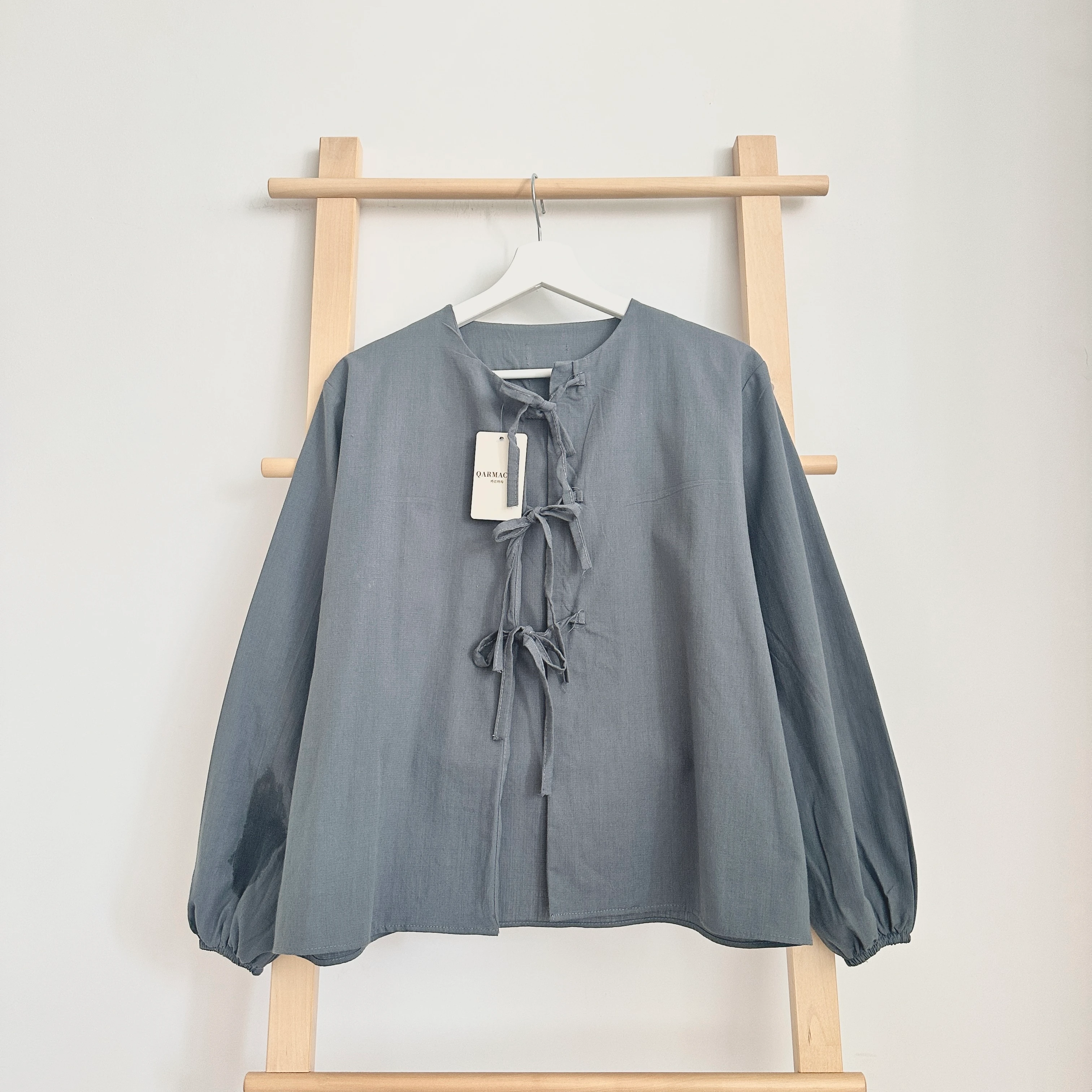 Organik Keten Fiyonklu Gömlek - Antrasit