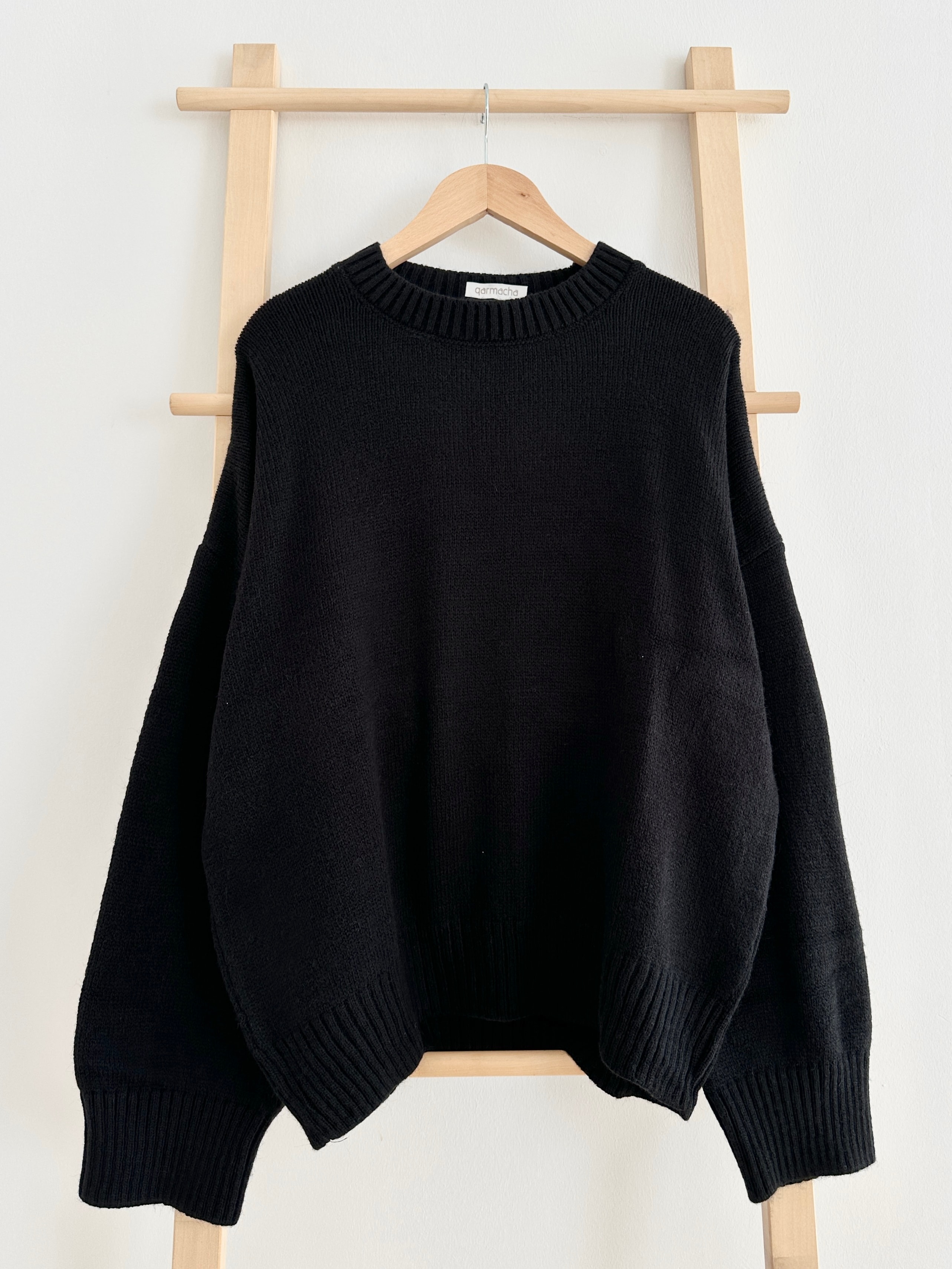 Bisiklet Yaka Fitilli Kazak - Siyah