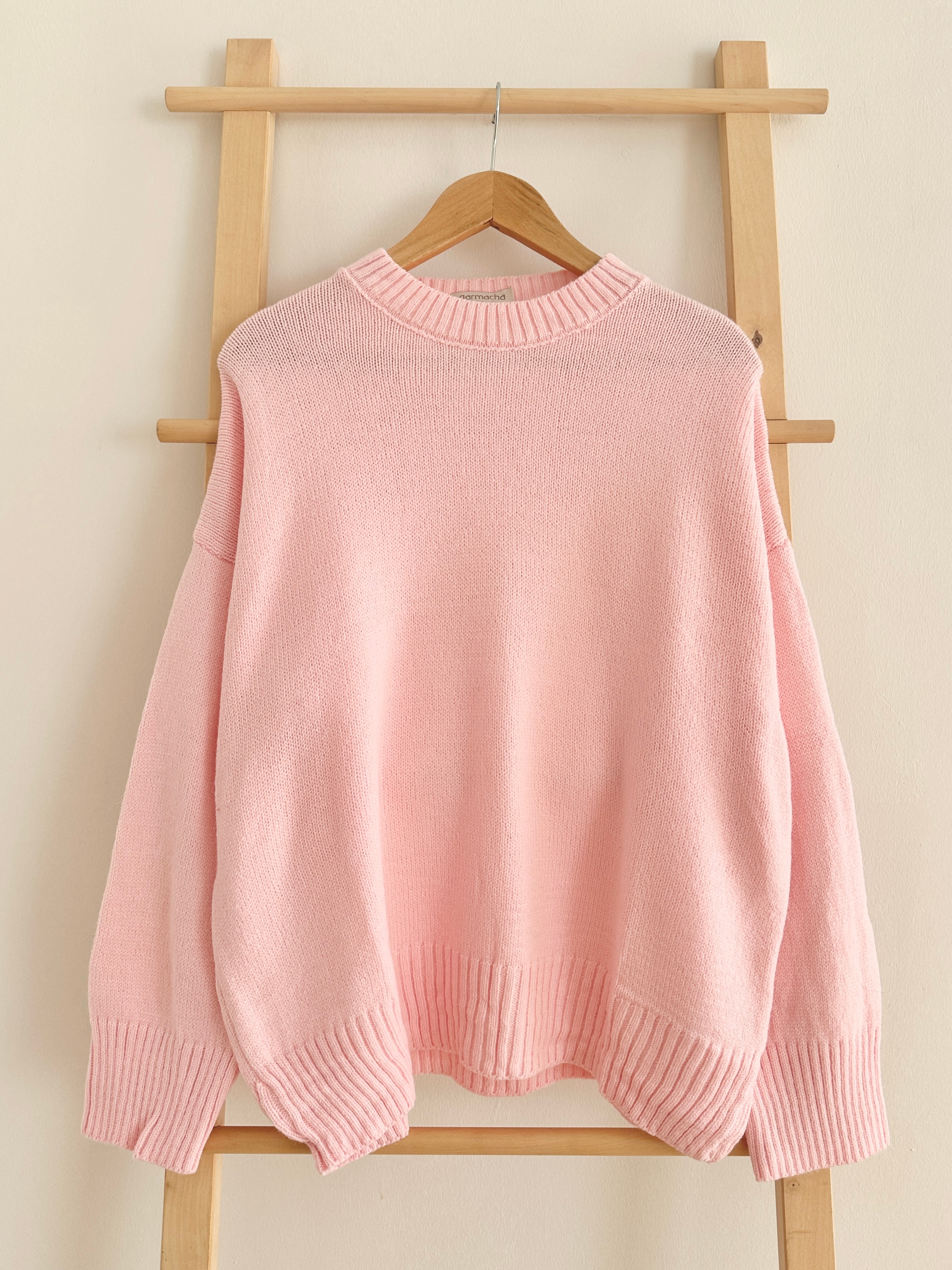 Bisiklet Yaka Fitilli Kazak - Toz Pembe