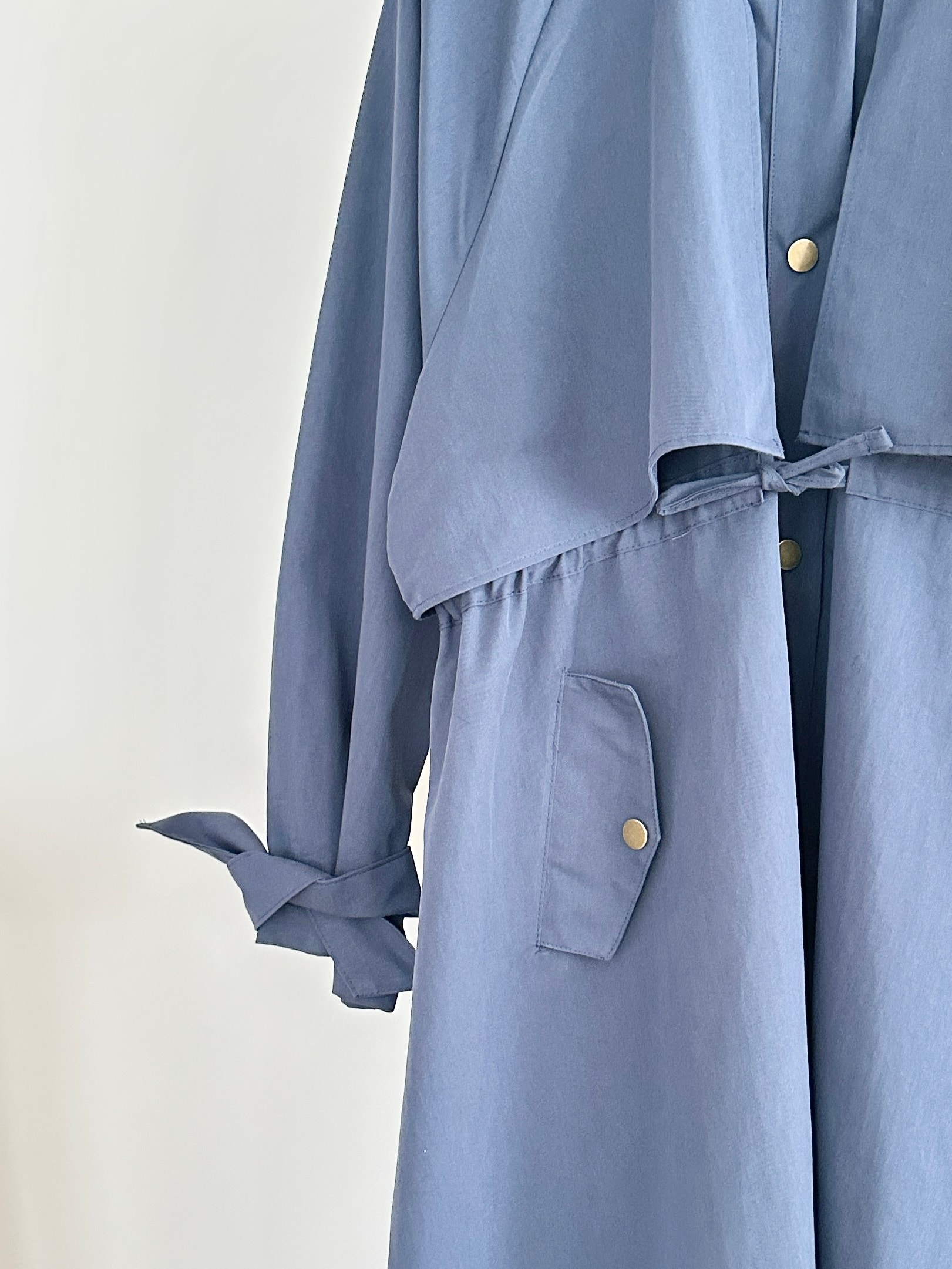 Biye Detaylı Trençkot - Lacivert