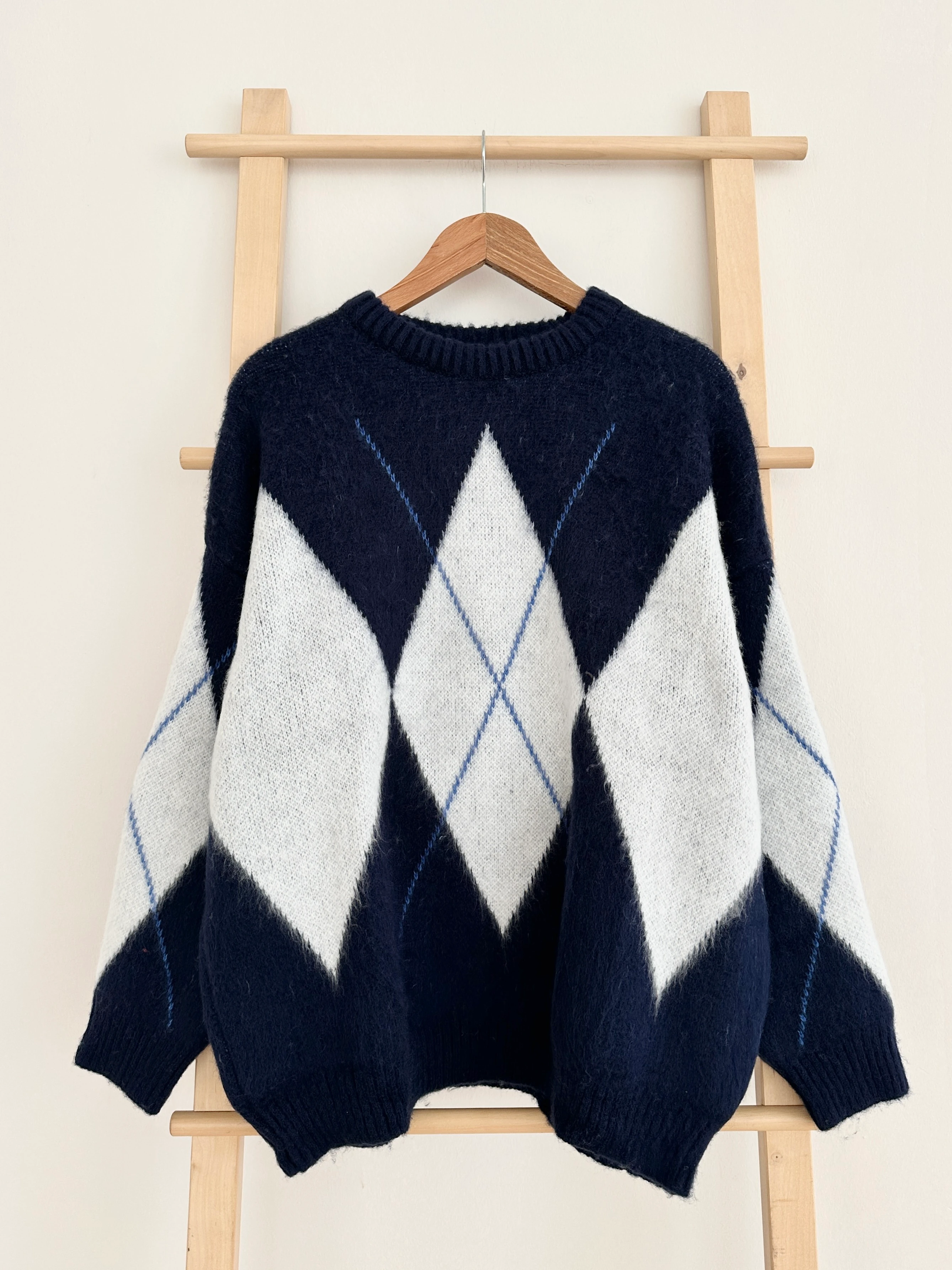 Baklava Desenli Yumoş Kazak - Lacivert