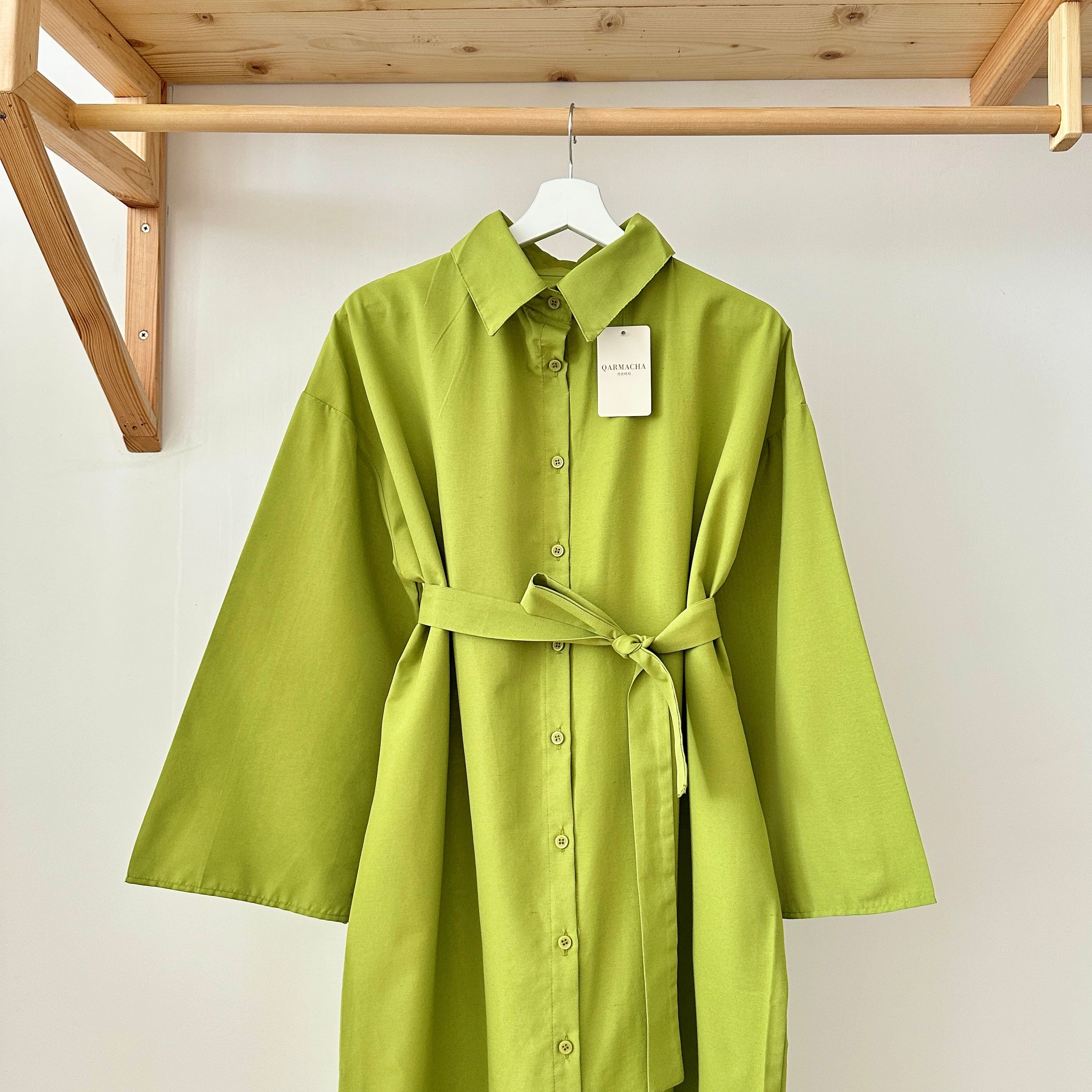 Salaş Gömlek Elbise - Fıstık Yeşili