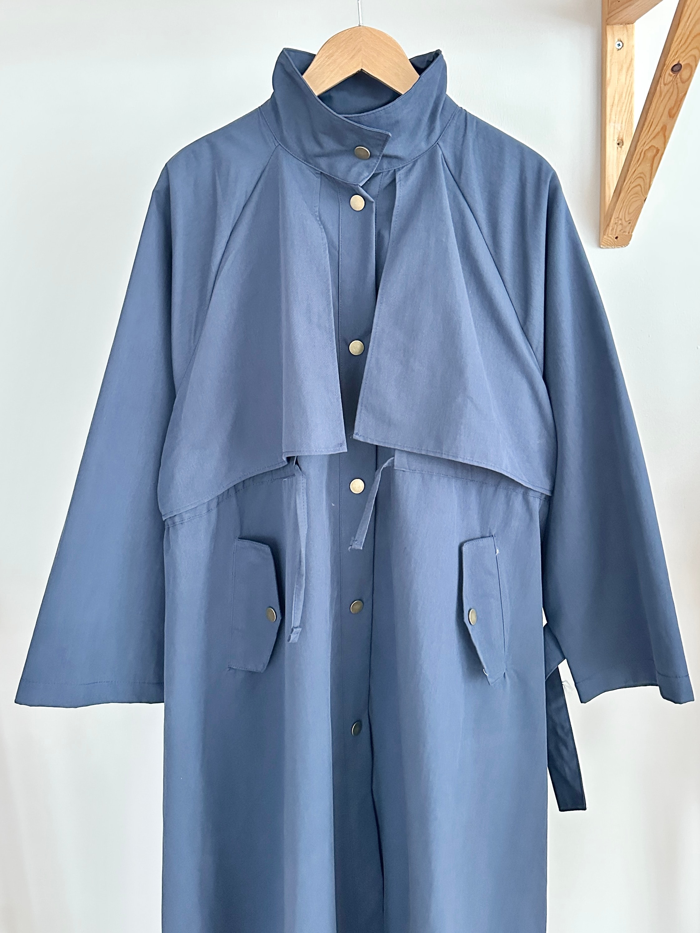 Biye Detaylı Trençkot - Lacivert