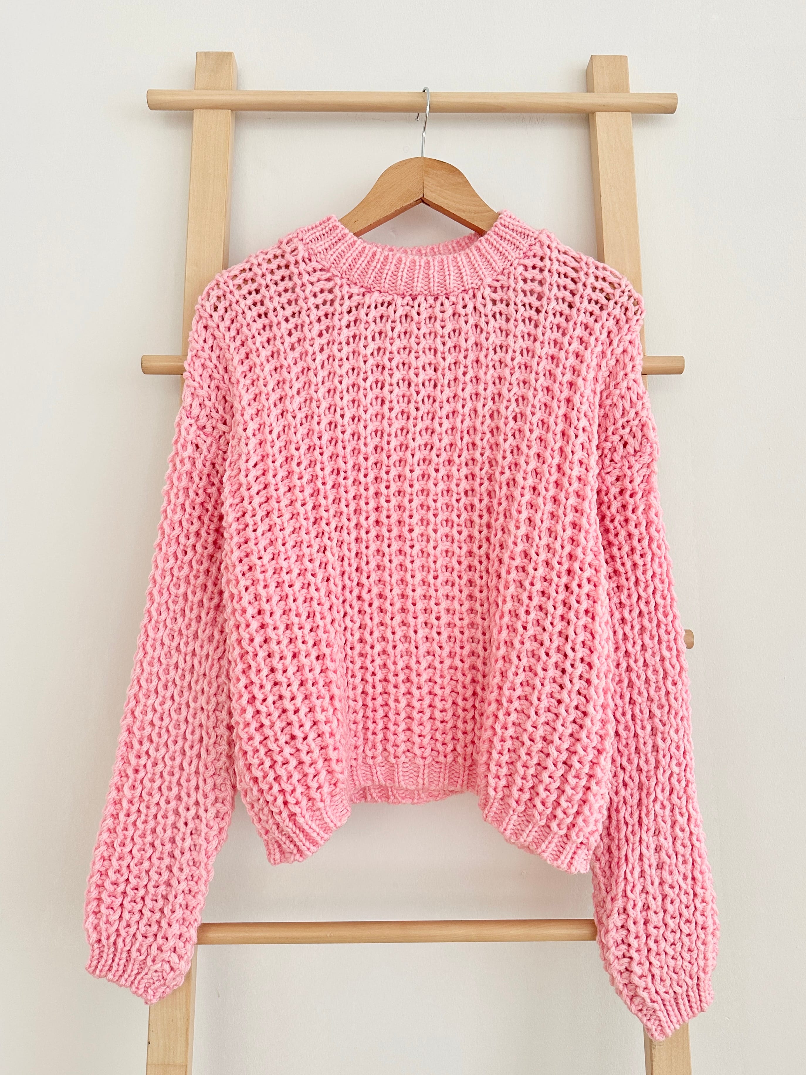 Kalın Dokulu Crop Kazak - Pembe