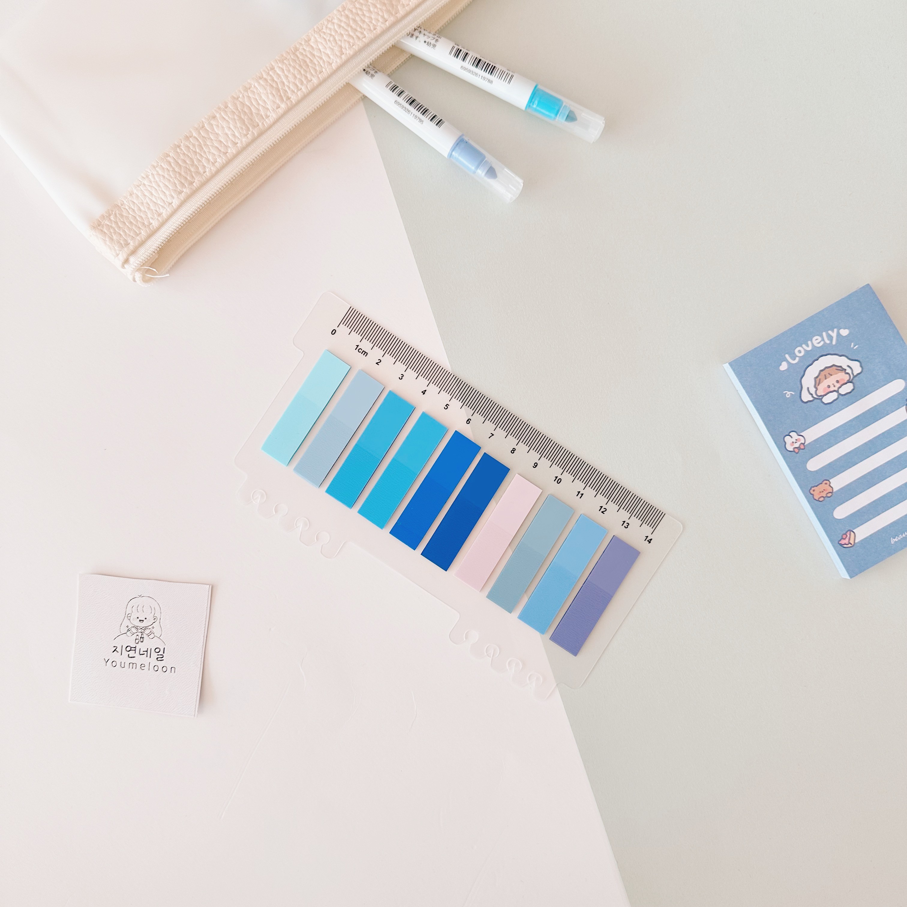 Mavi Ton 8 Renkli İndex Sticker - Karışık Renkli