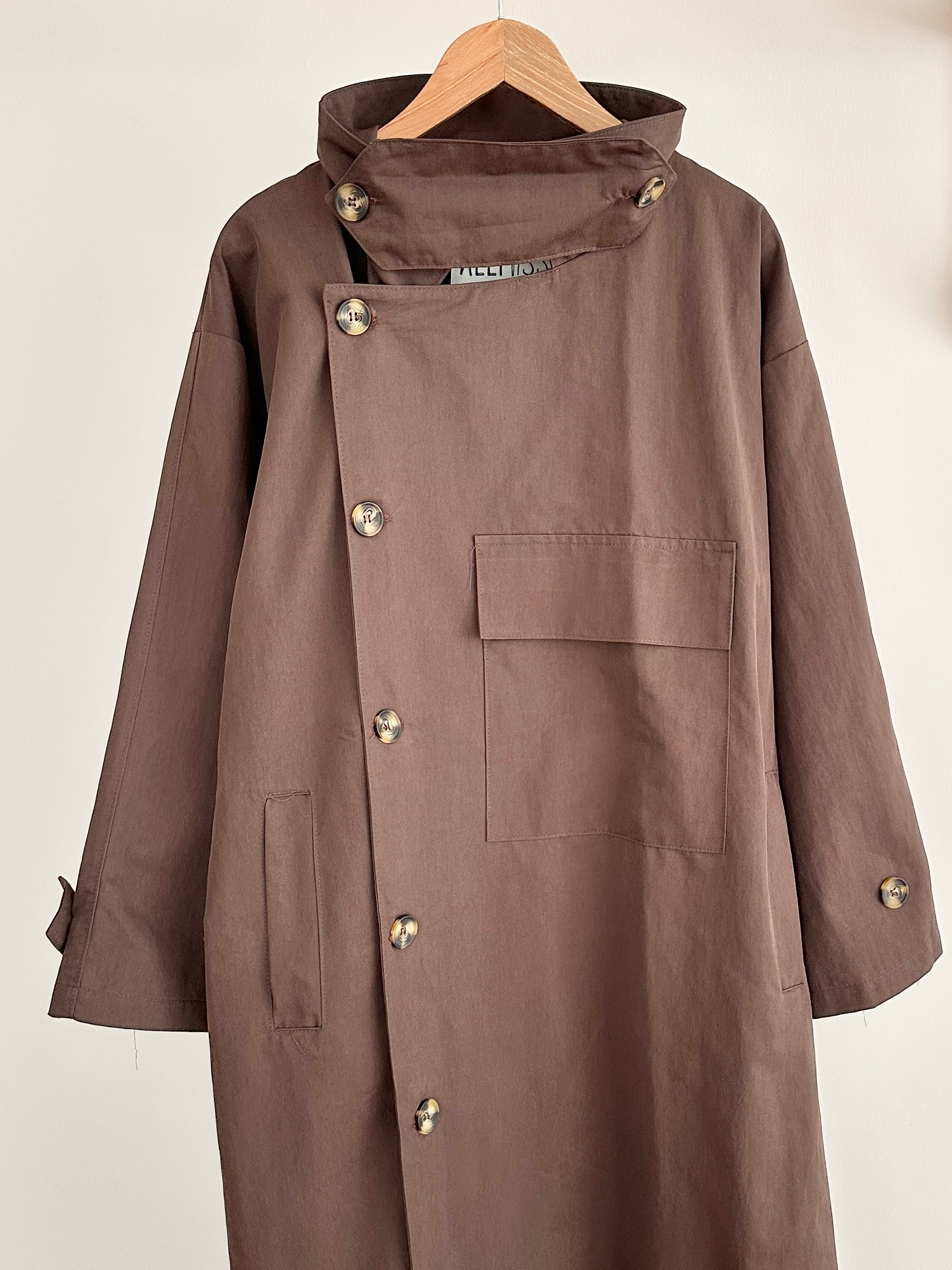 Cep Detaylı Trençkot - Koyu Kahve