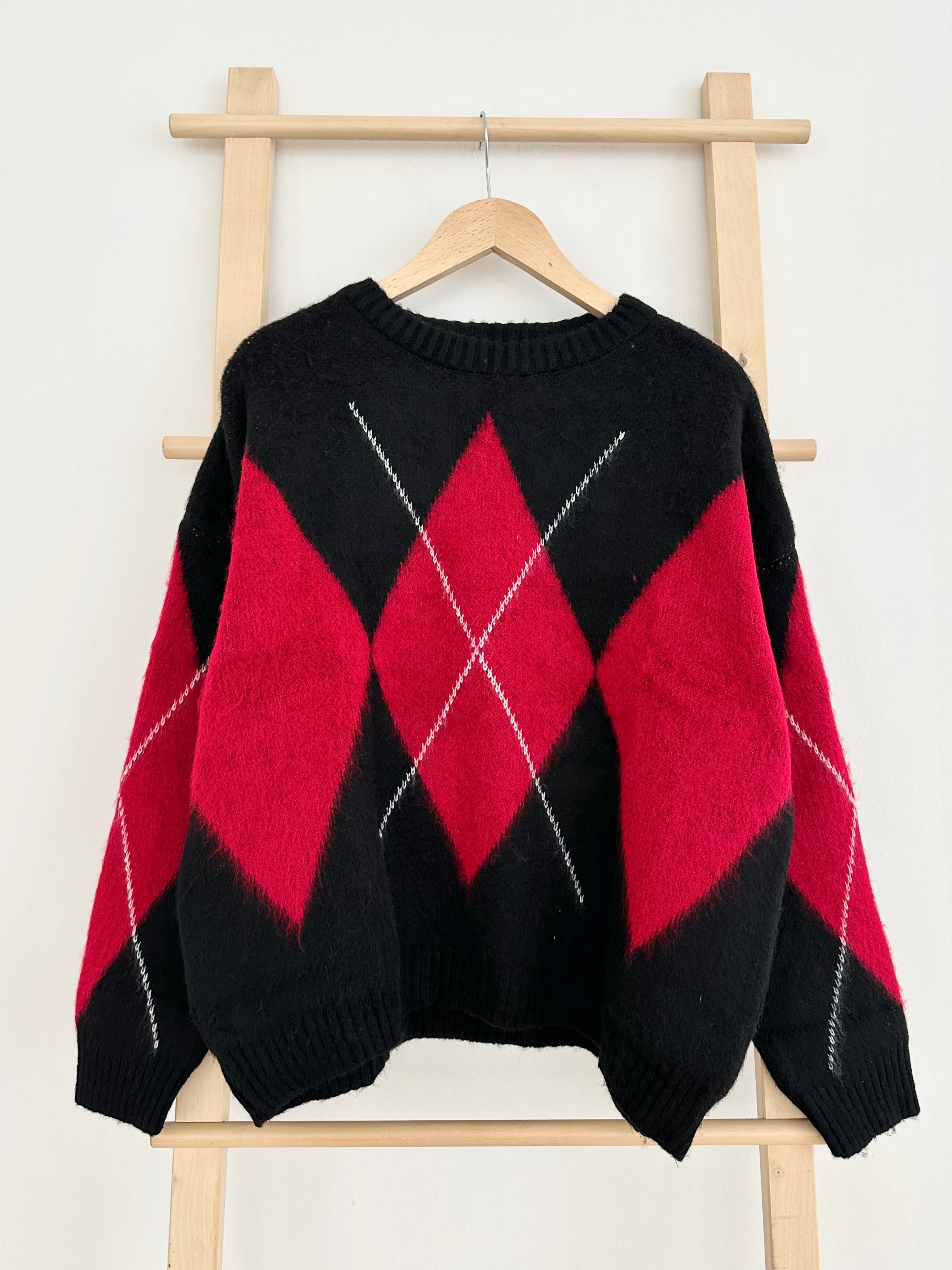 Baklava Desenli Yumoş Kazak - Siyah