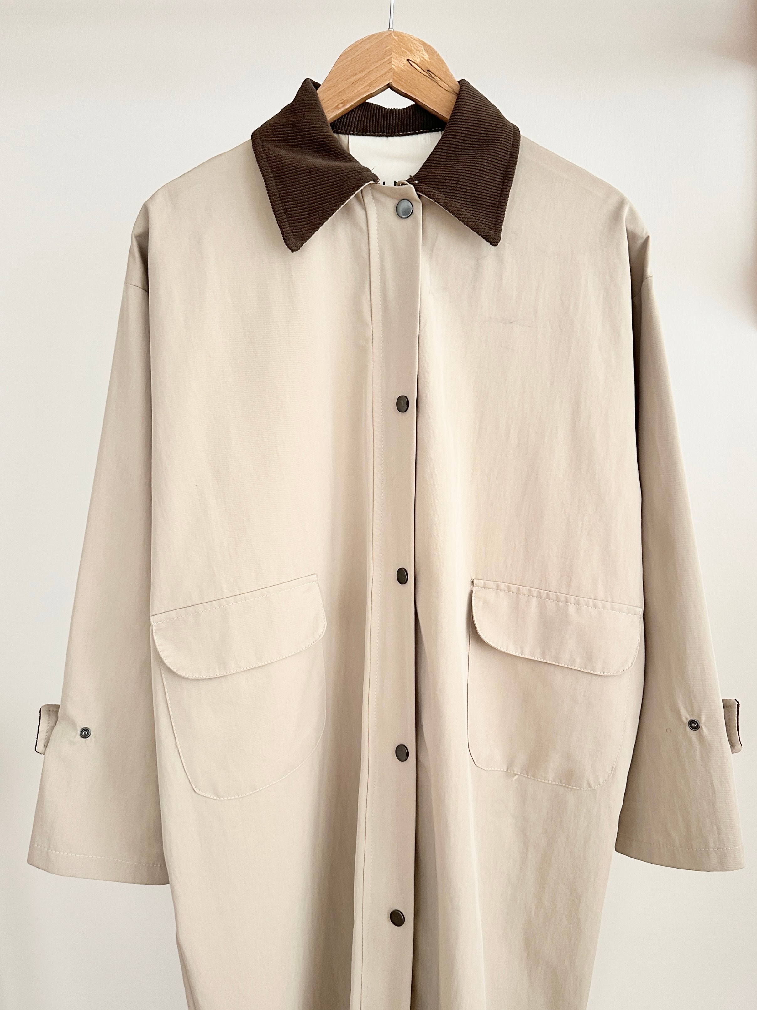 Kadife Detaylı Trençkot - Vizon