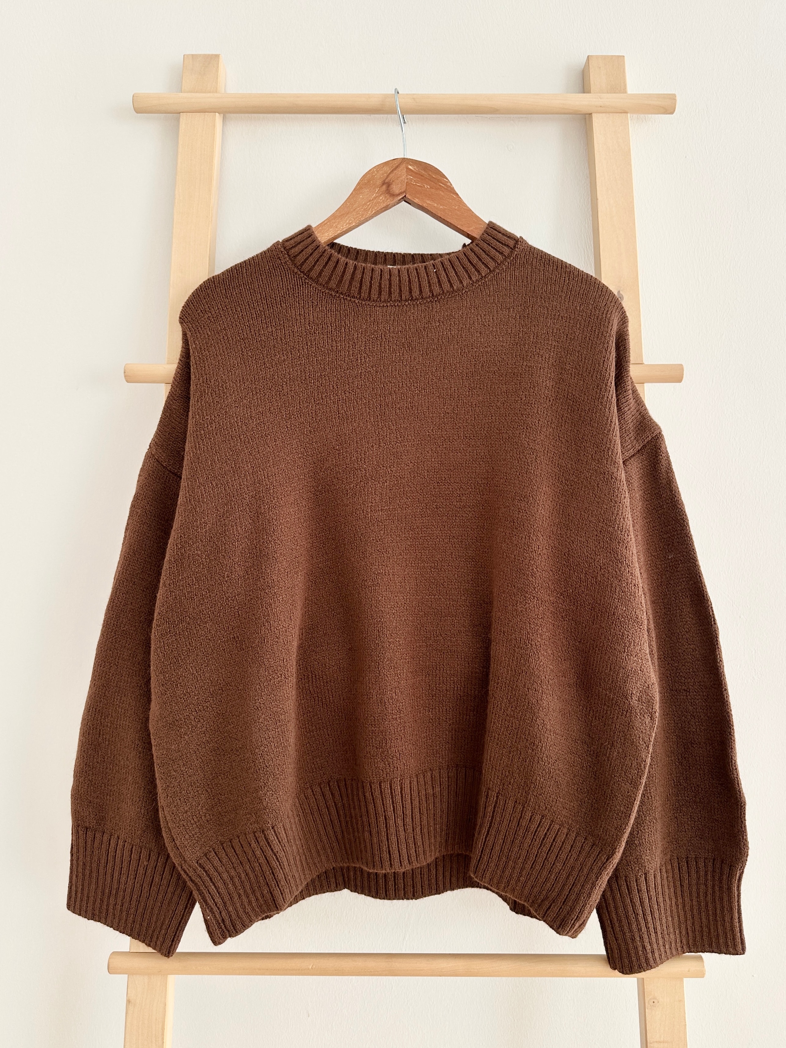 Bisiklet Yaka Fitilli Kazak - Acı Kahve