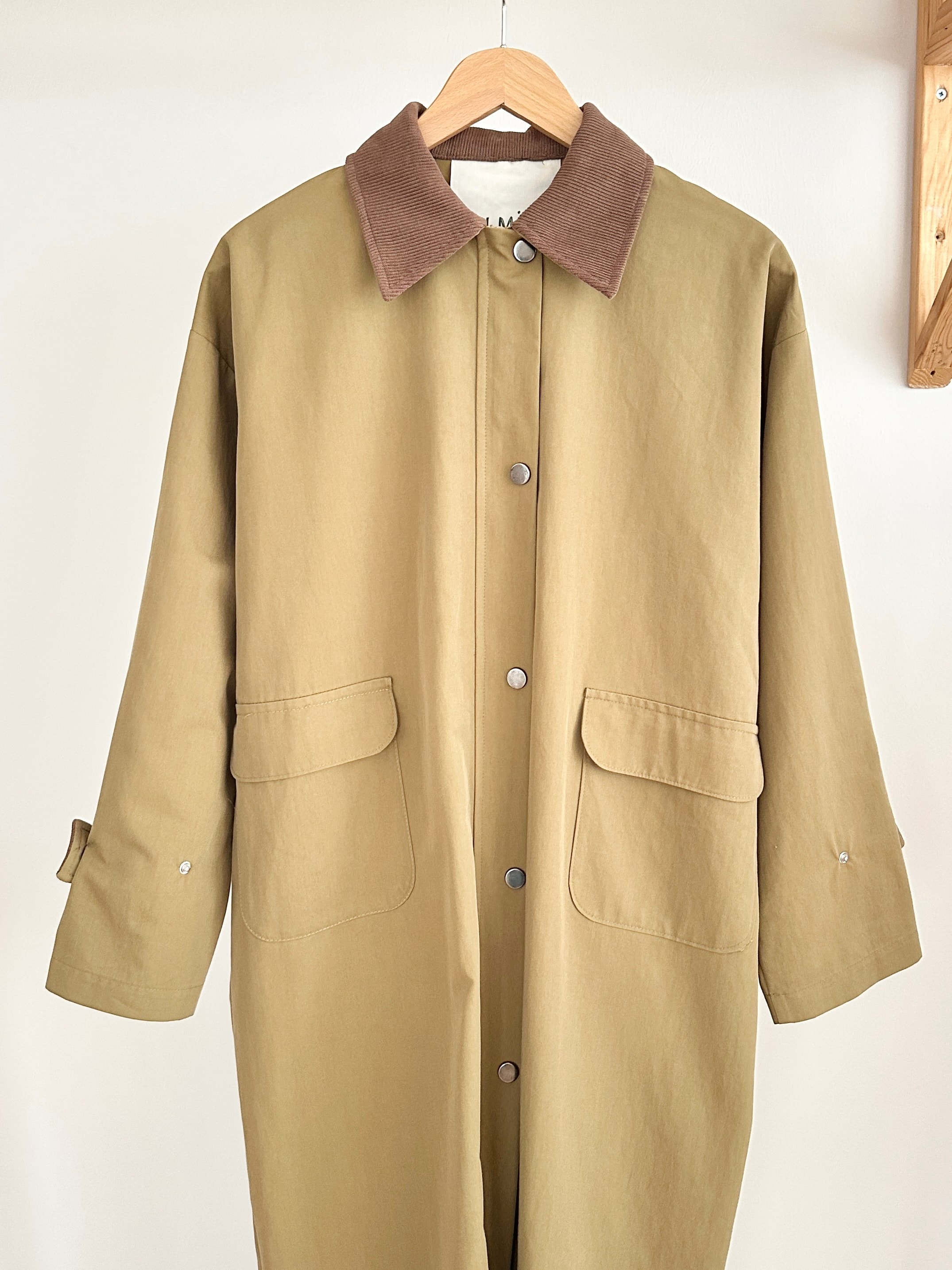 Kadife Detaylı Trençkot - Yağ Yeşili