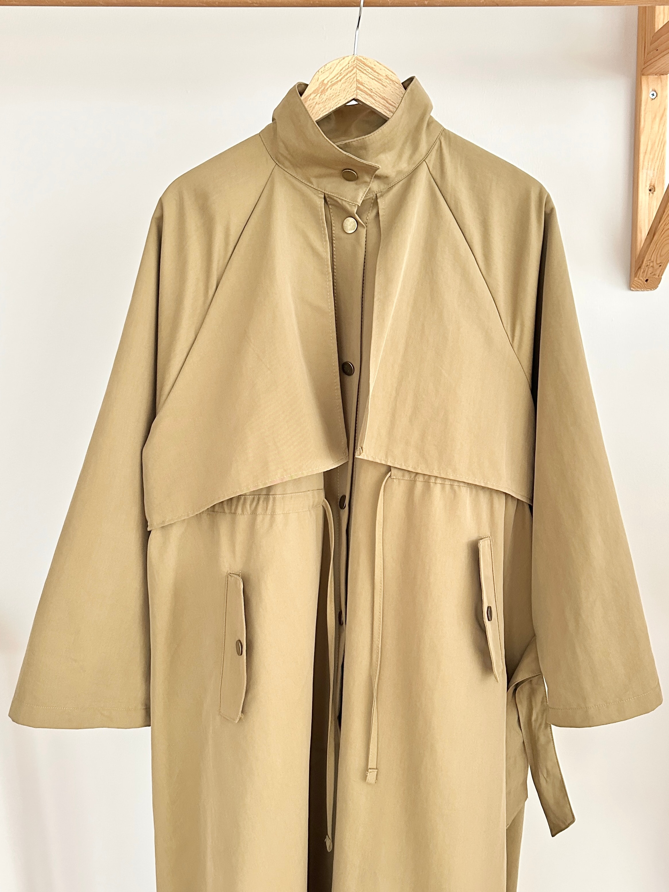 Biye Detaylı Trençkot - Yağ Yeşili