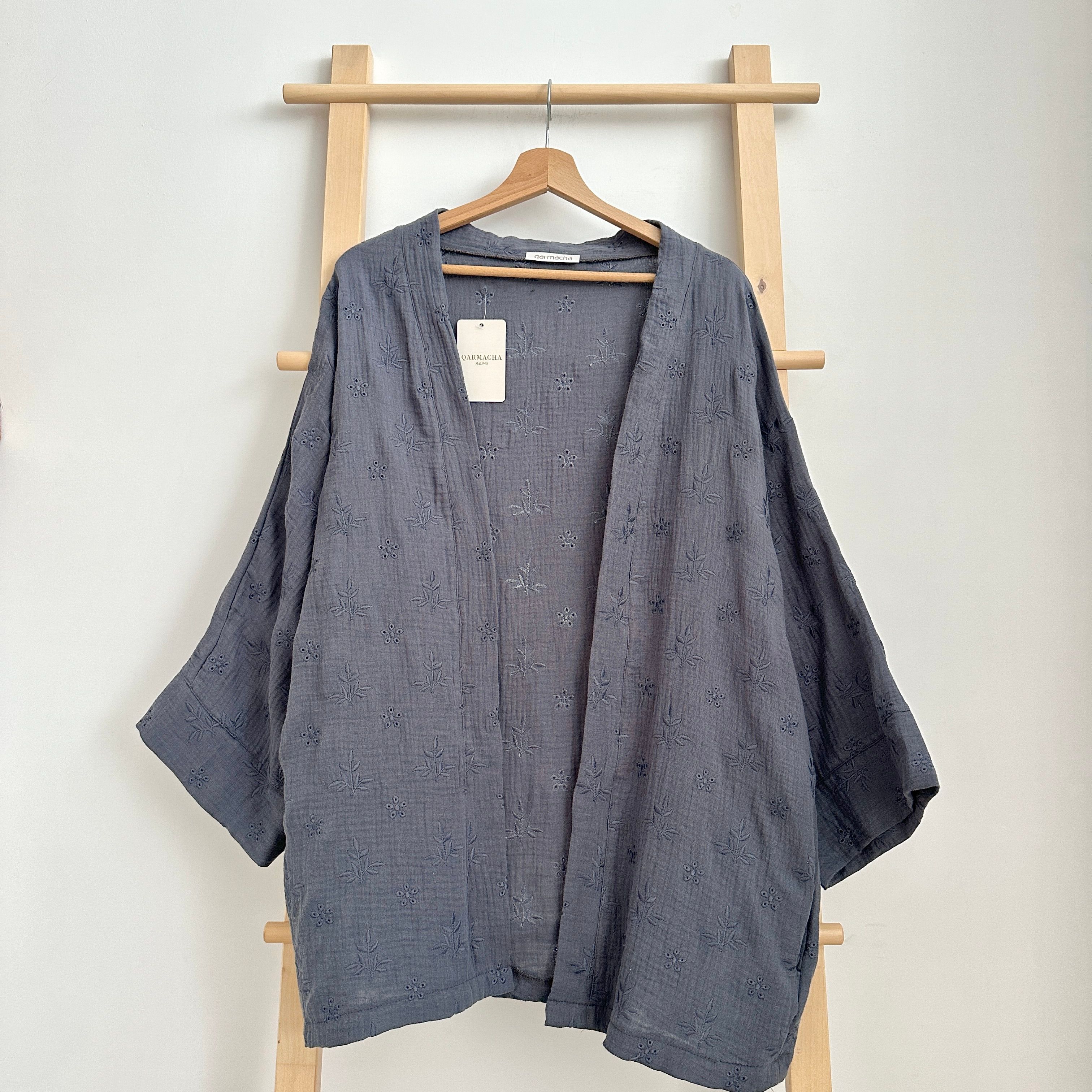 Fistolu Müslin Kimono - Antrasit