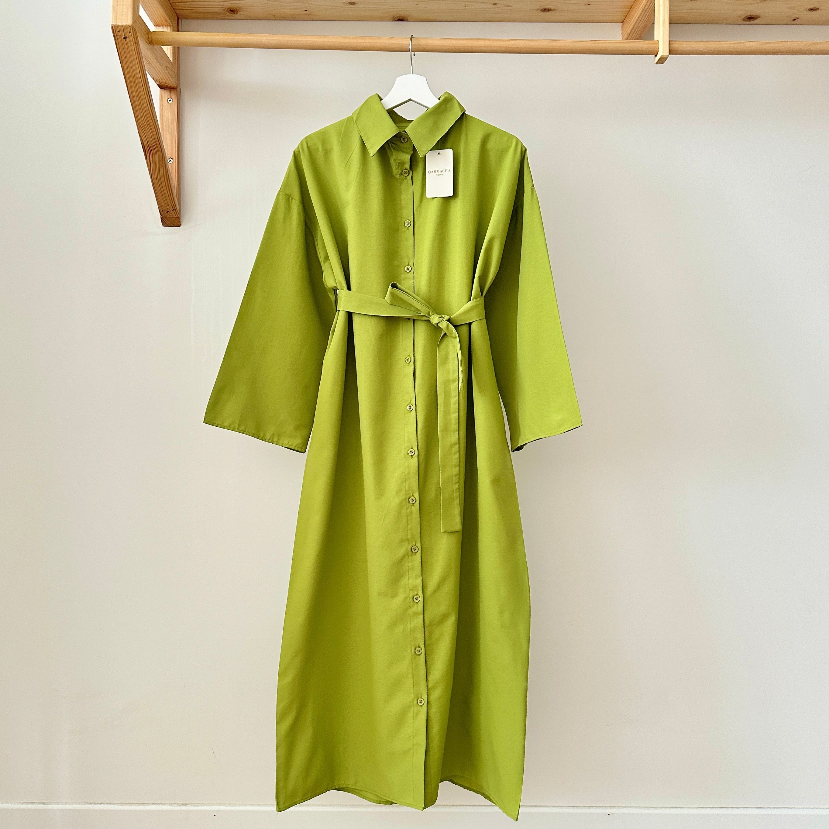 Salaş Gömlek Elbise - Fıstık Yeşili