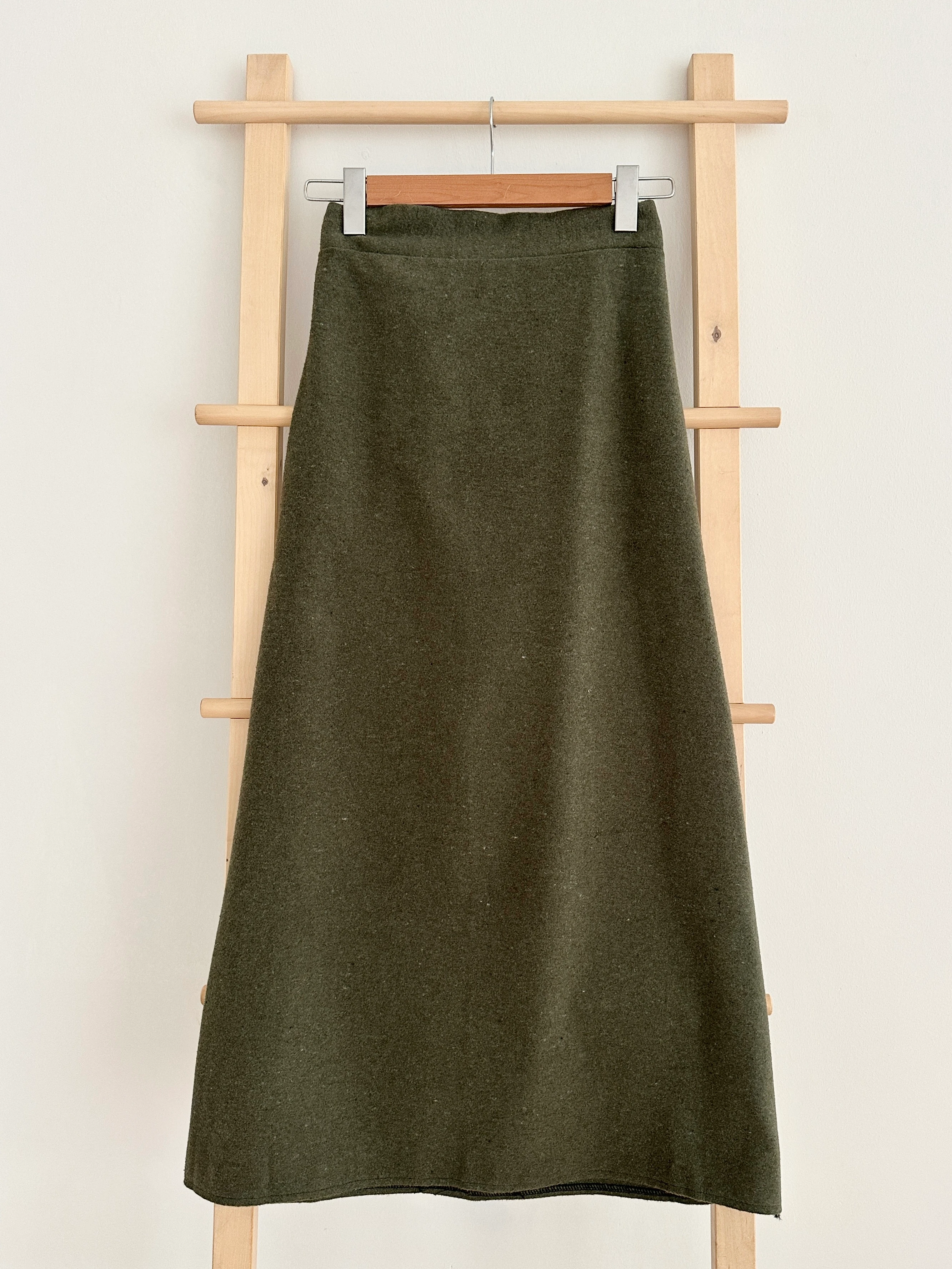 Kaşe Kalem Etek - Haki Yeşili