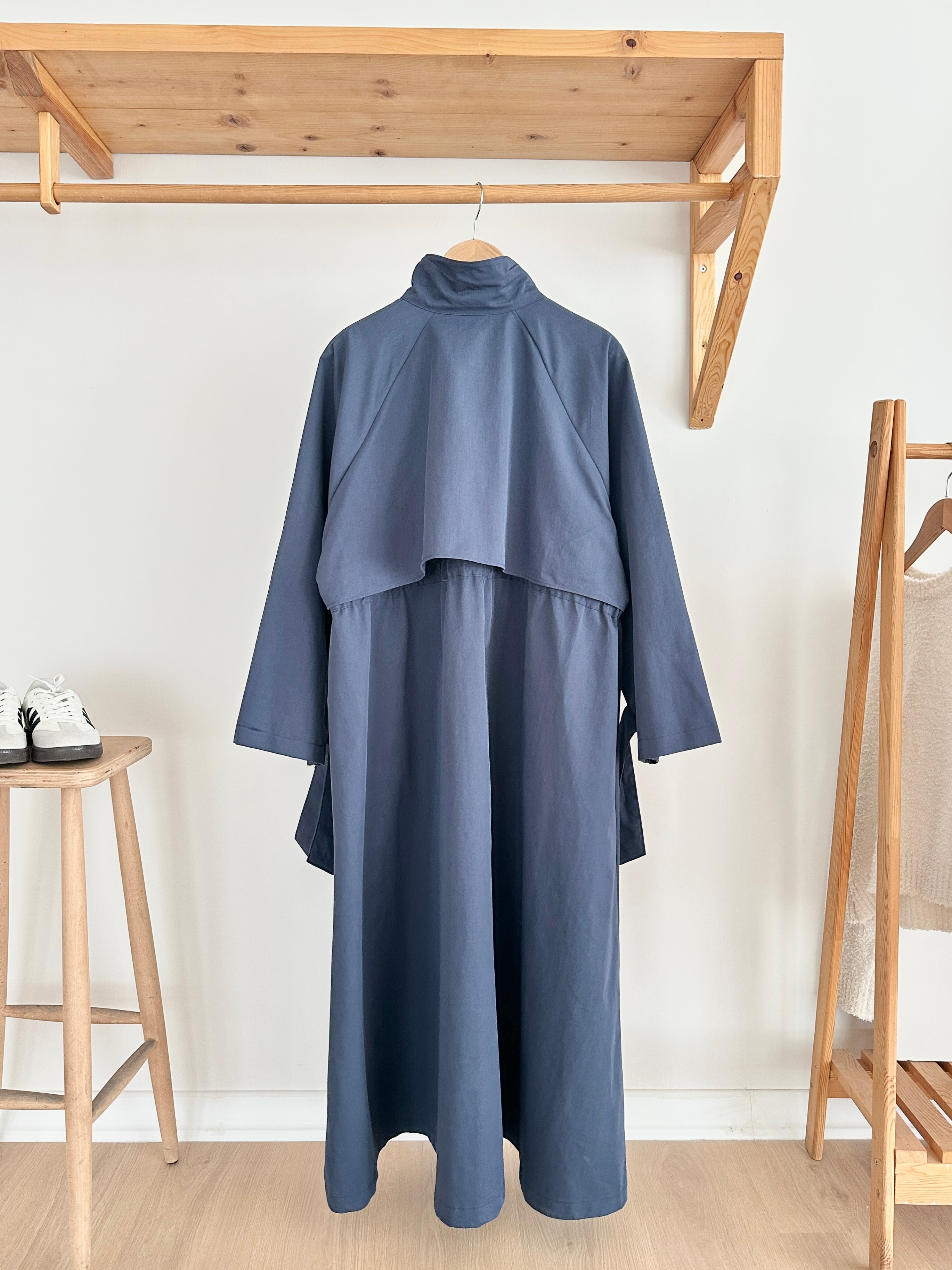 Biye Detaylı Trençkot - Lacivert