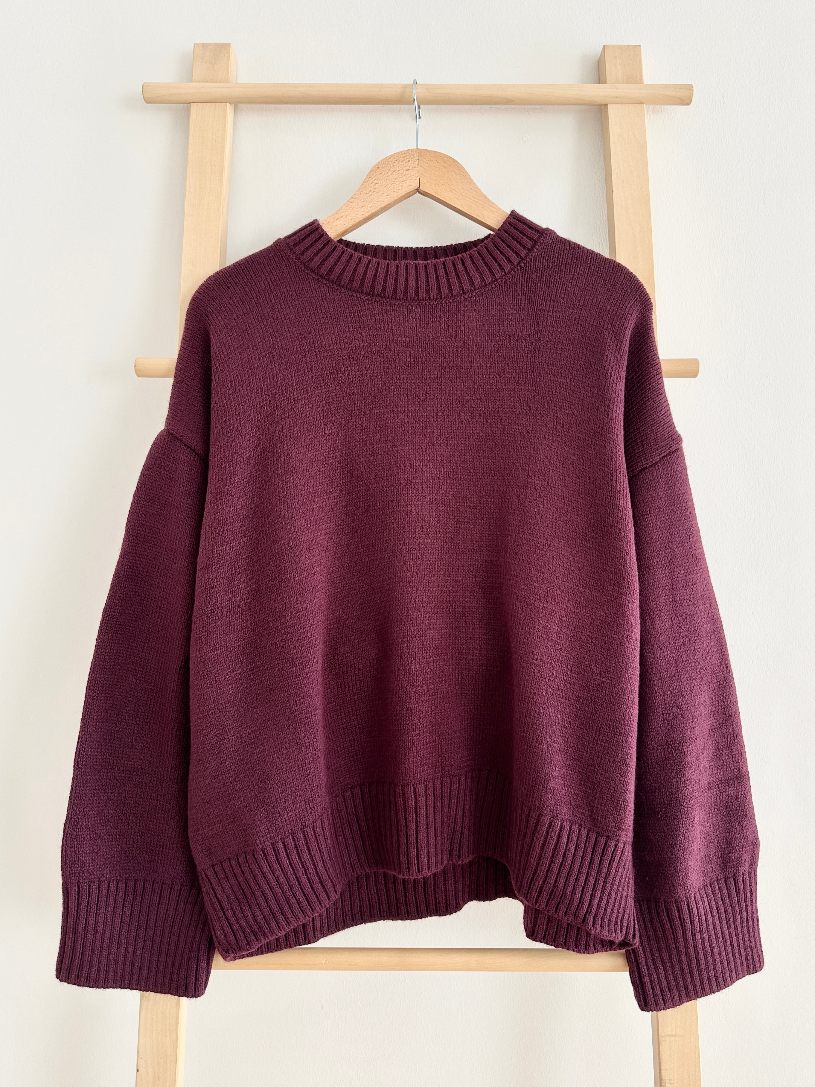 Bisiklet Yaka Fitilli Kazak - Mürdüm