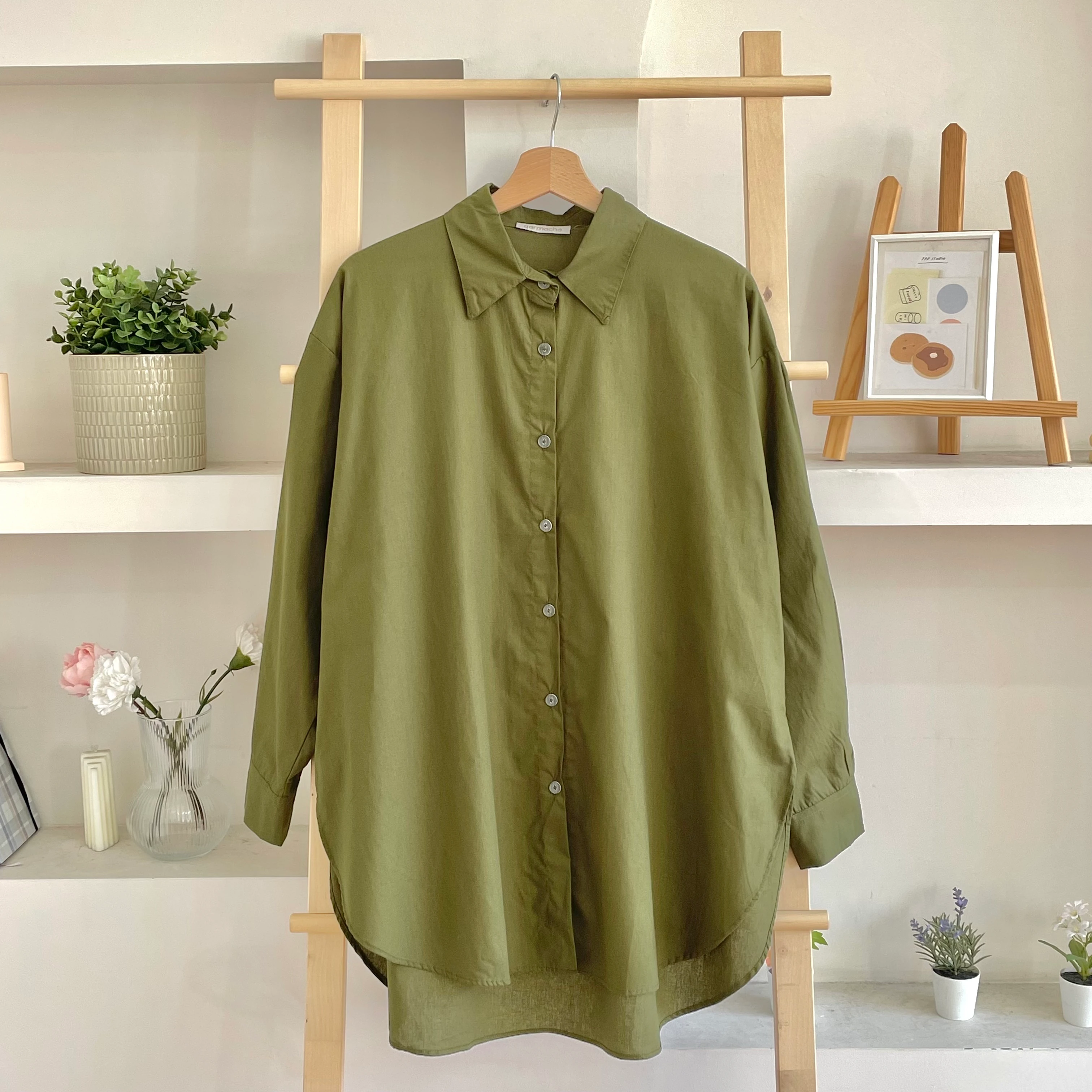 Oversize Gömlek - Haki Yeşili