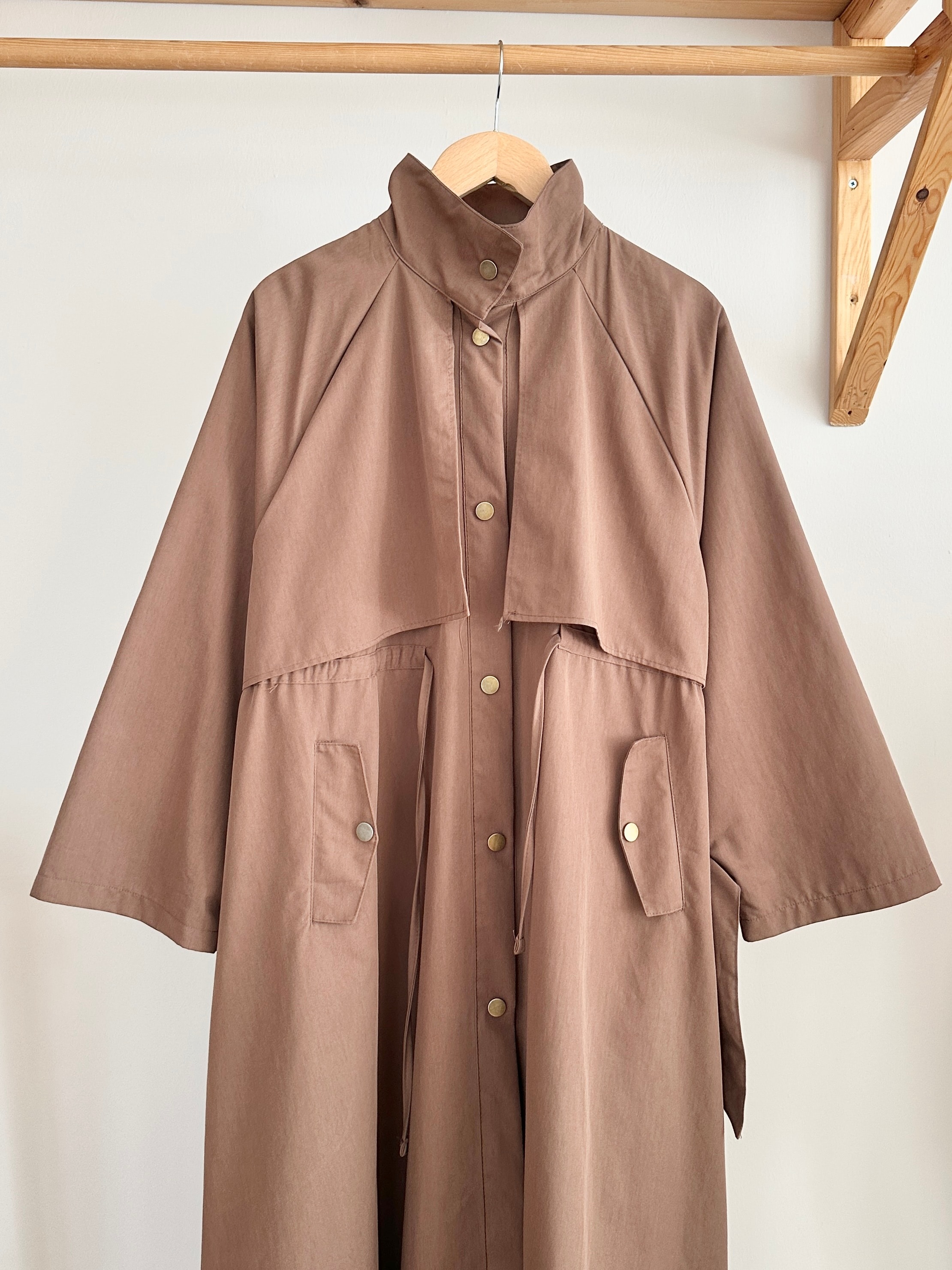 Biye Detaylı Trençkot - Kahverengi