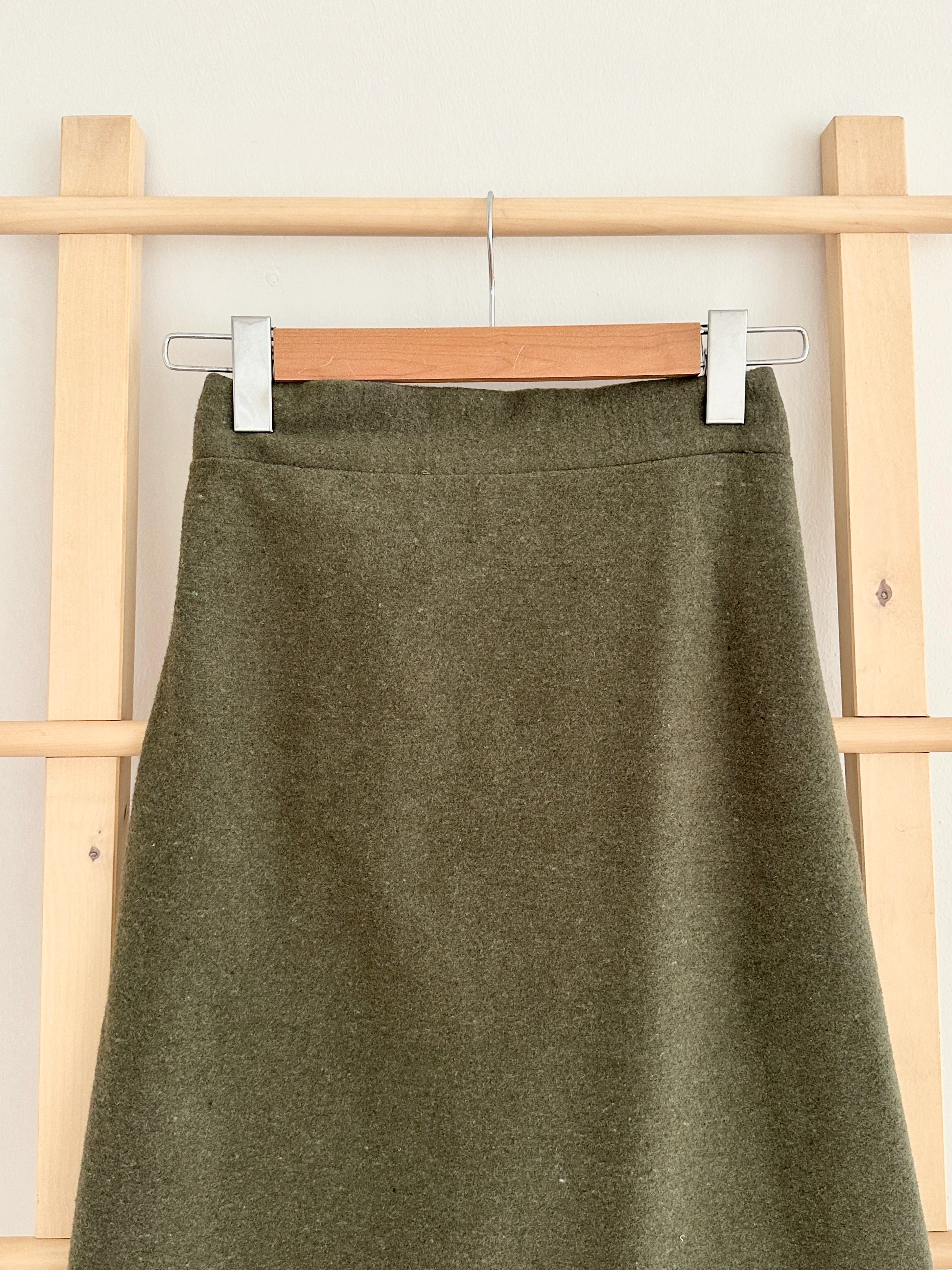 Kaşe Kalem Etek - Haki Yeşili