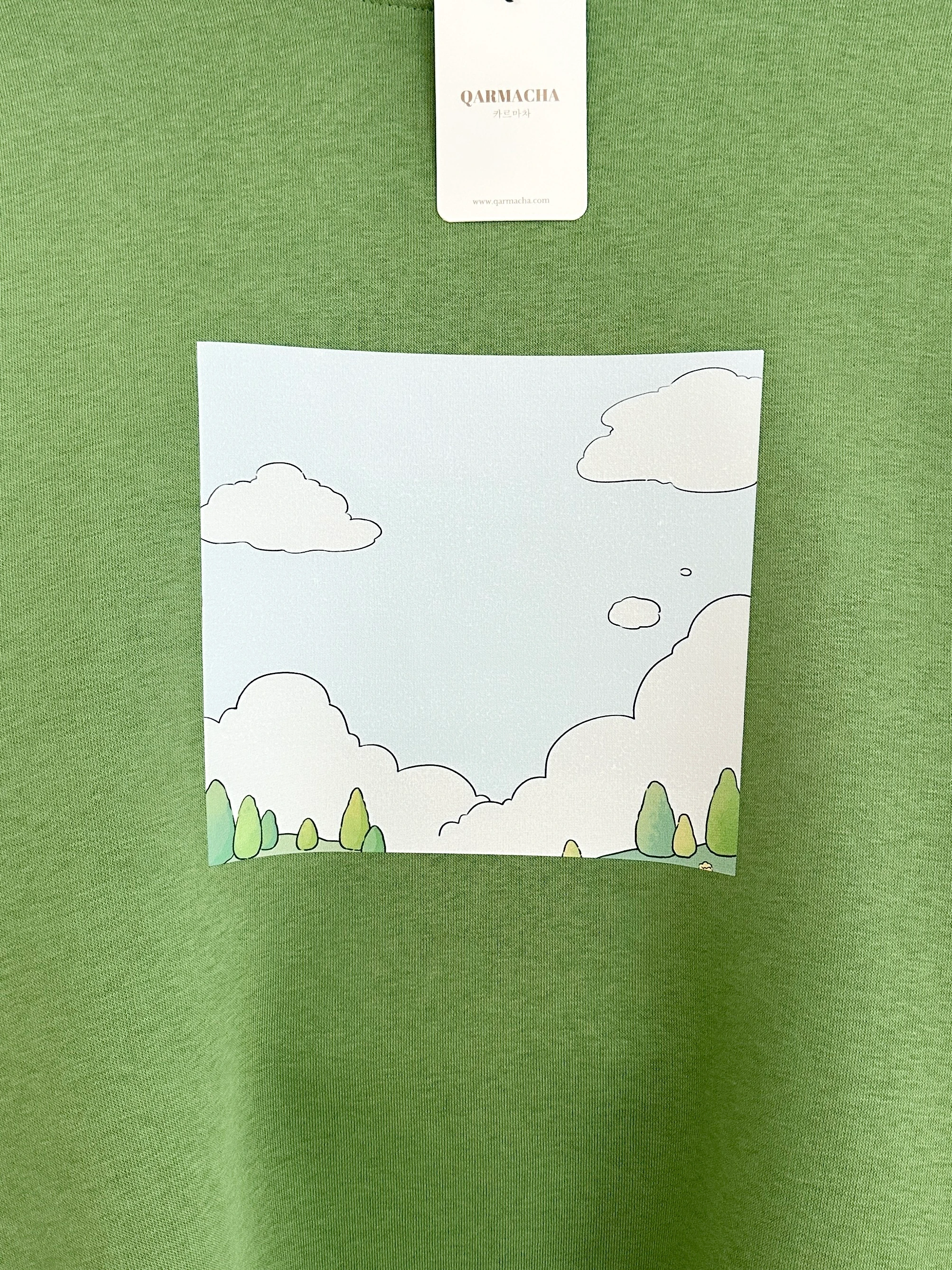 Baskılı 3 İplik Sweat - Çimen Yeşili