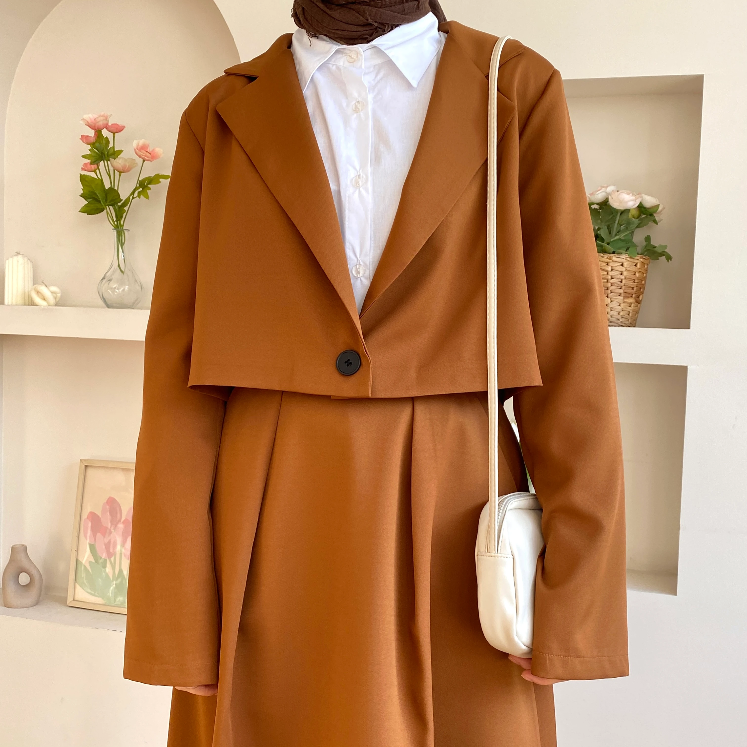 Mini Ceketli Takım - Taba