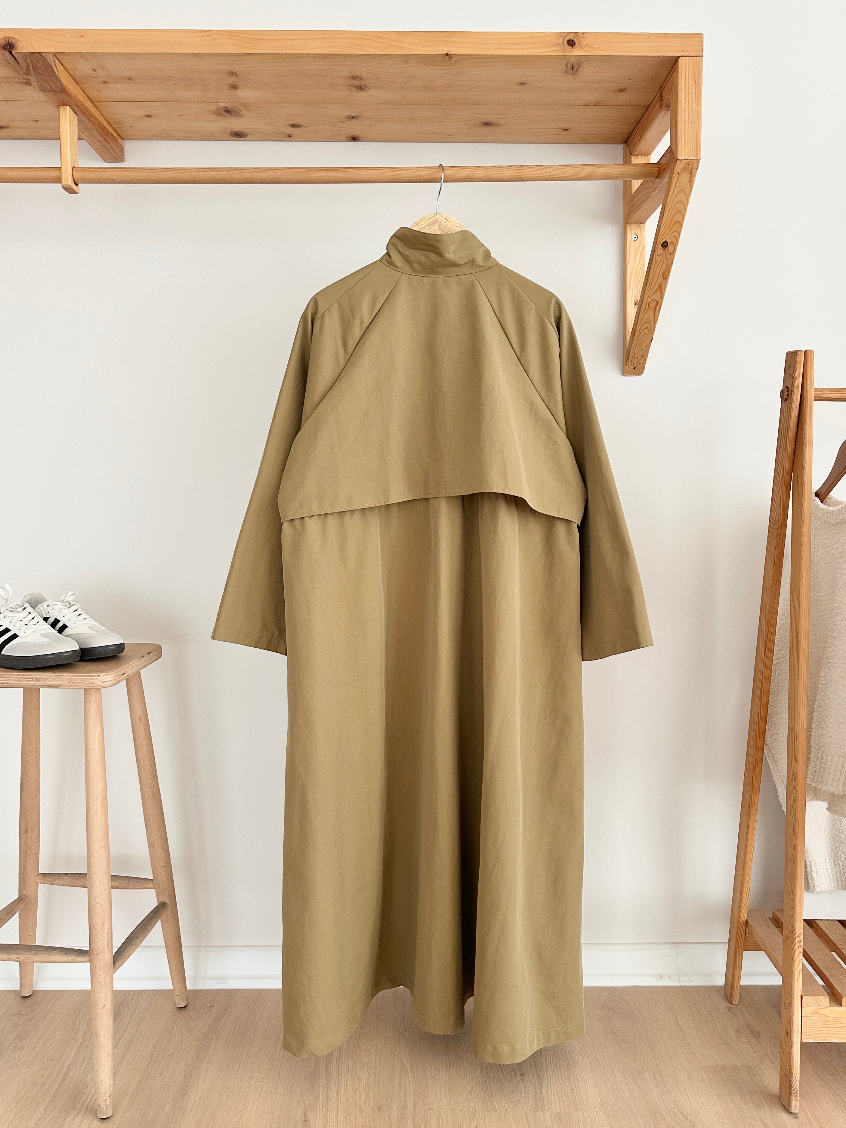 Biye Detaylı Trençkot - Yağ Yeşili