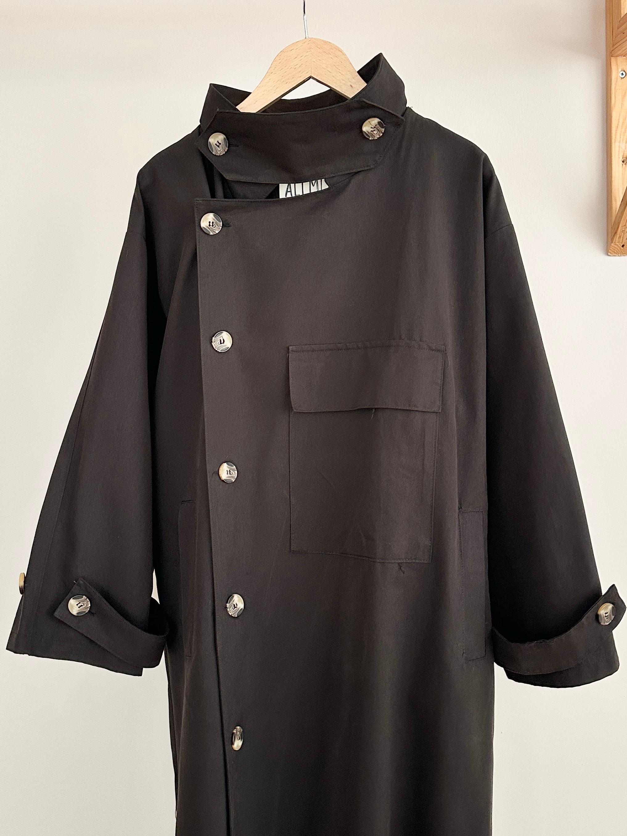 Cep Detaylı Trençkot - Siyah