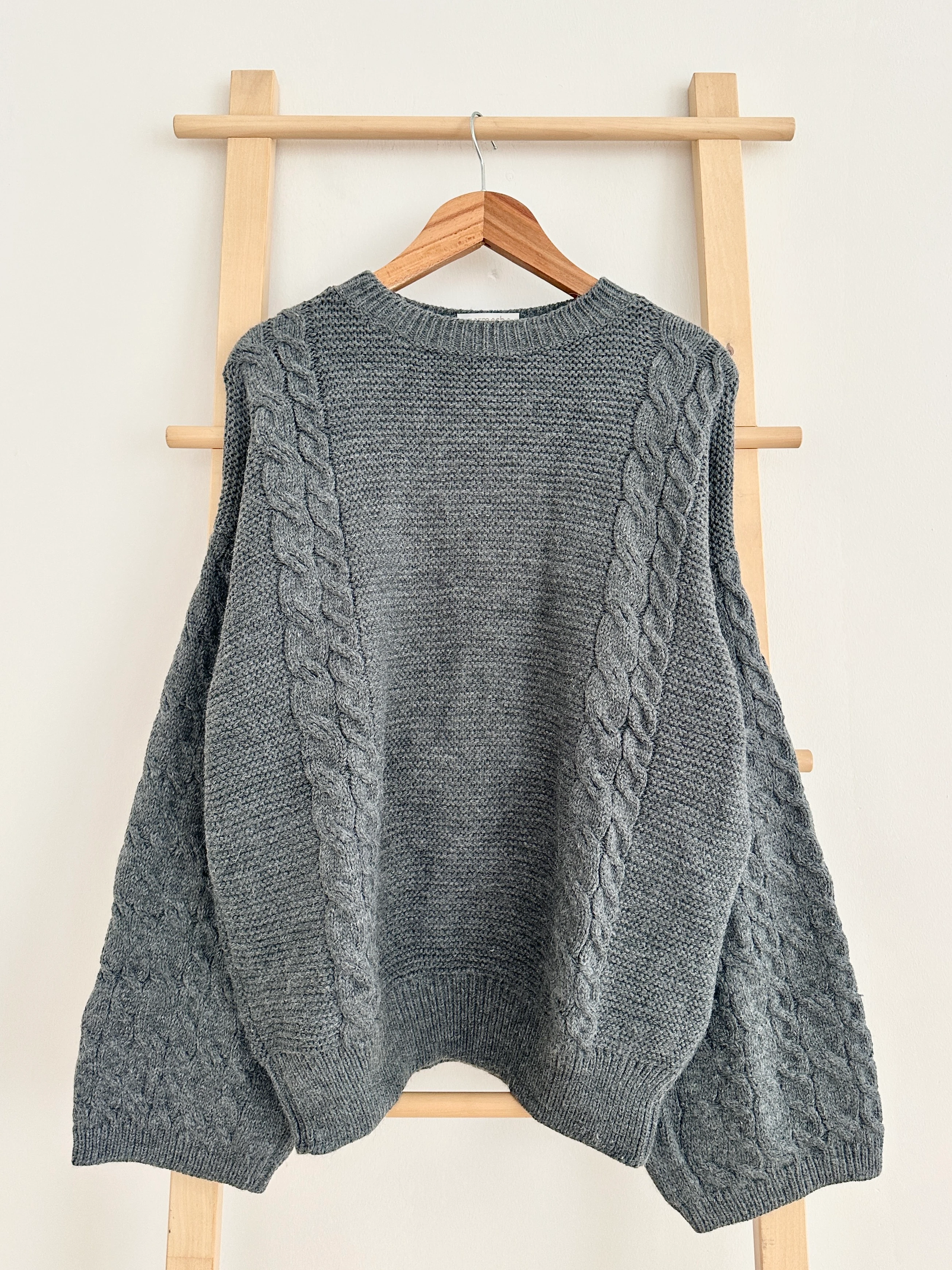 Bisiklet Yaka Örgü Desenli Kazak - Antrasit