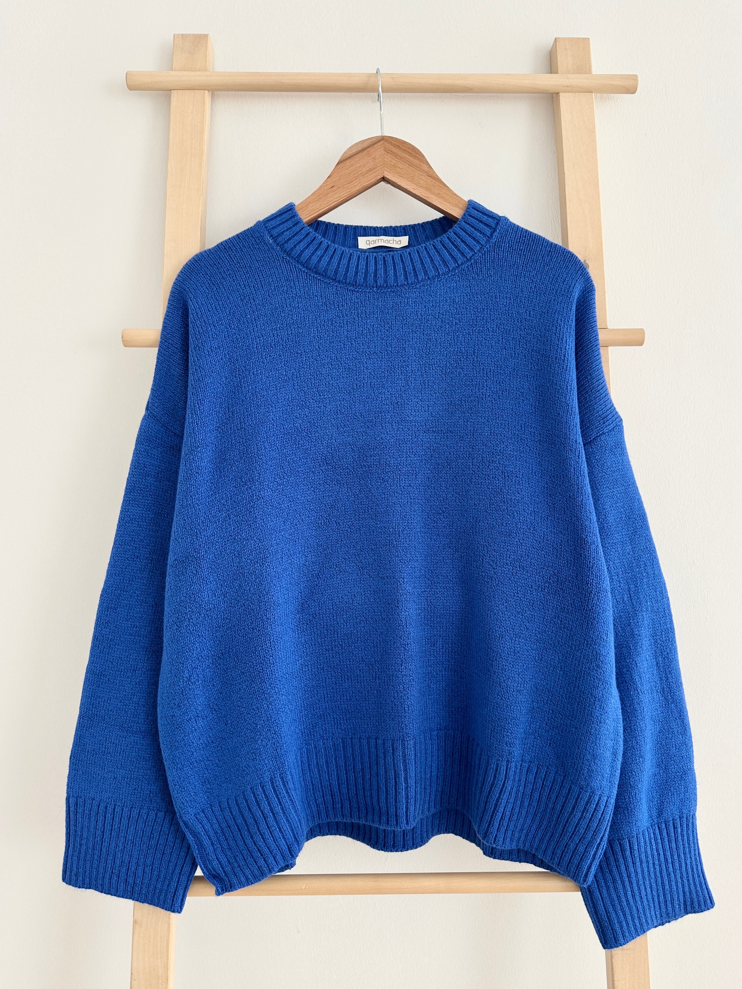 Bisiklet Yaka Fitilli Kazak - Saks Mavisi